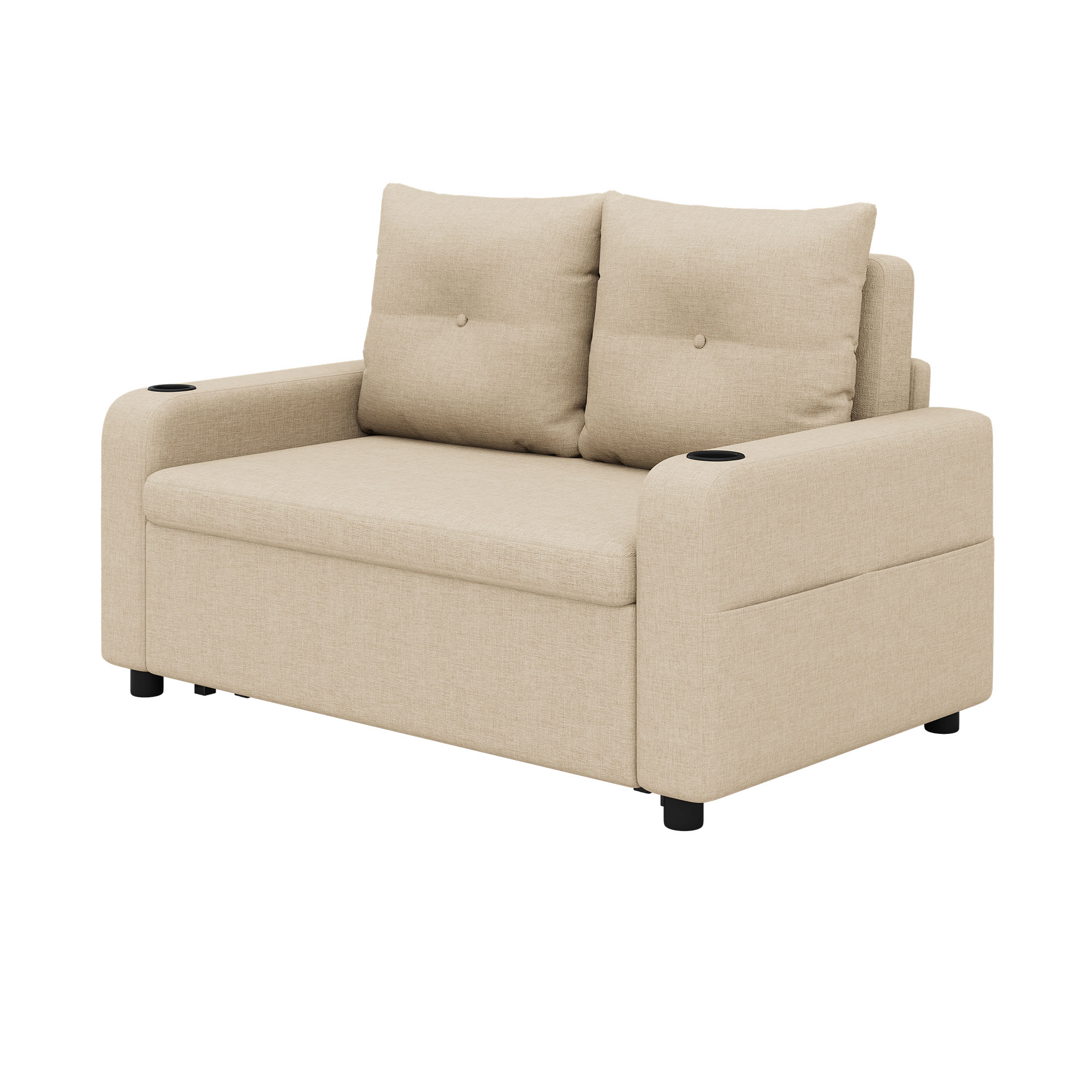 Canapé 2 places convertible beige coton lin
