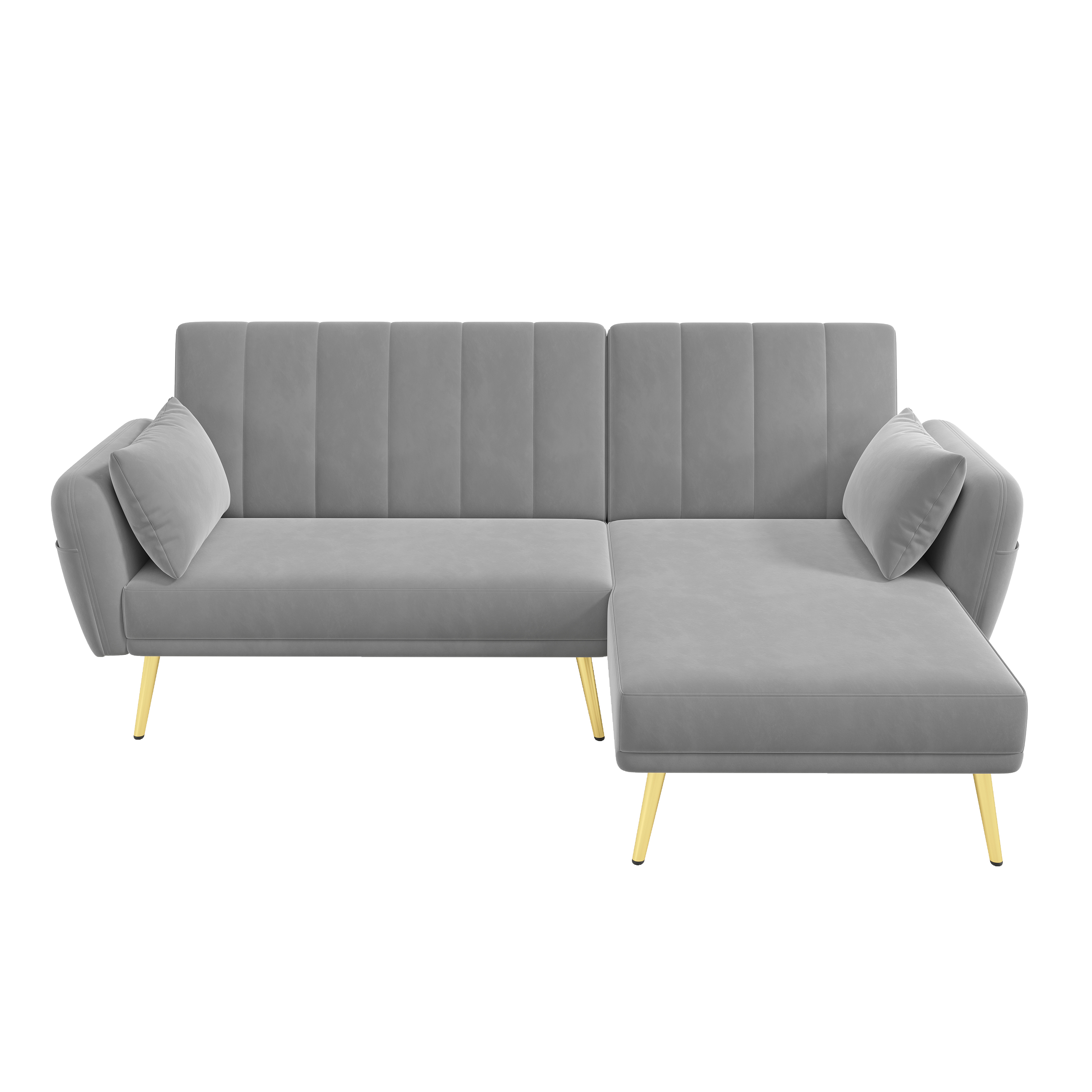 Canapé d'angle L convertible gris velours
