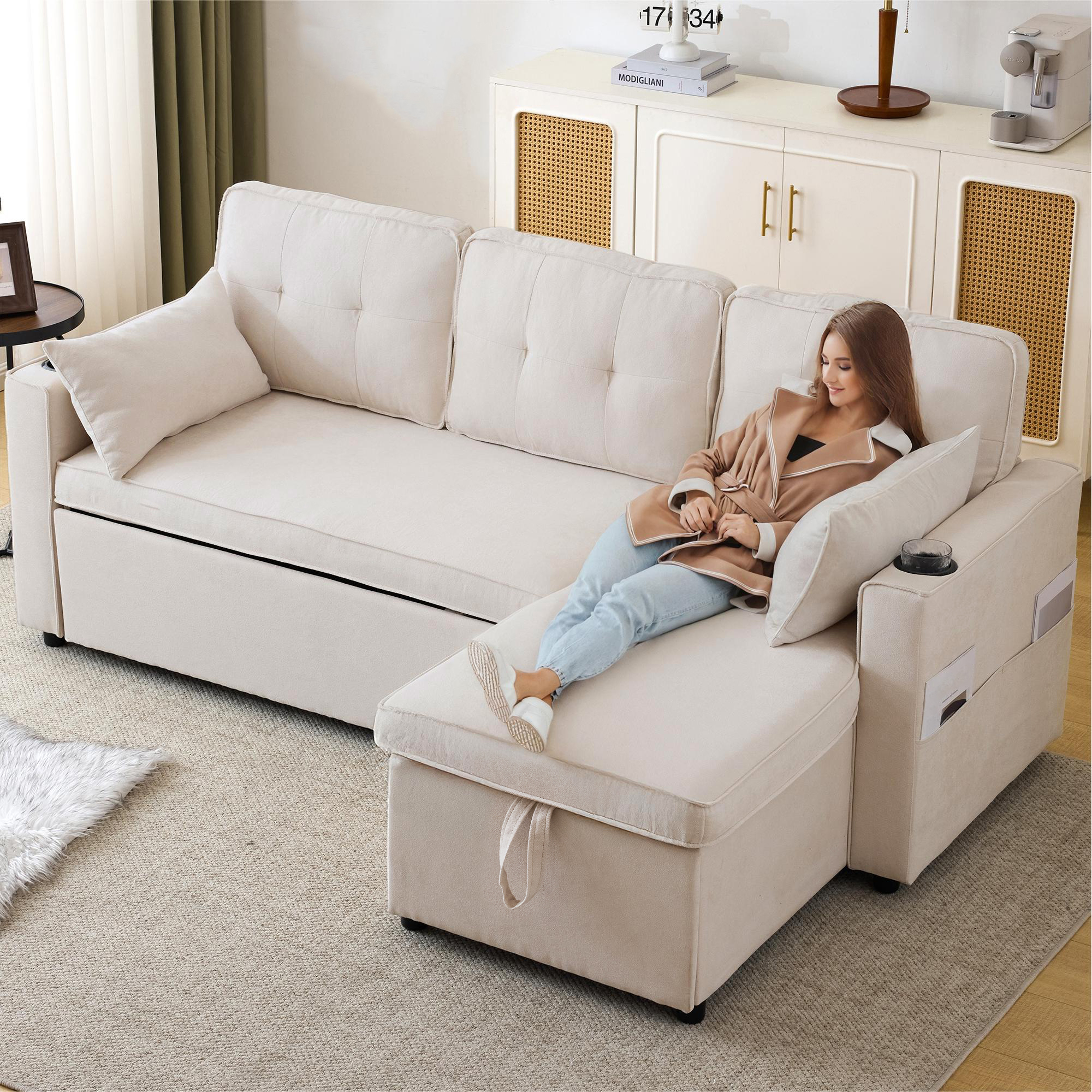 Schlafsofa mit Schlaffunktion, L-förmiges Sofa, mo