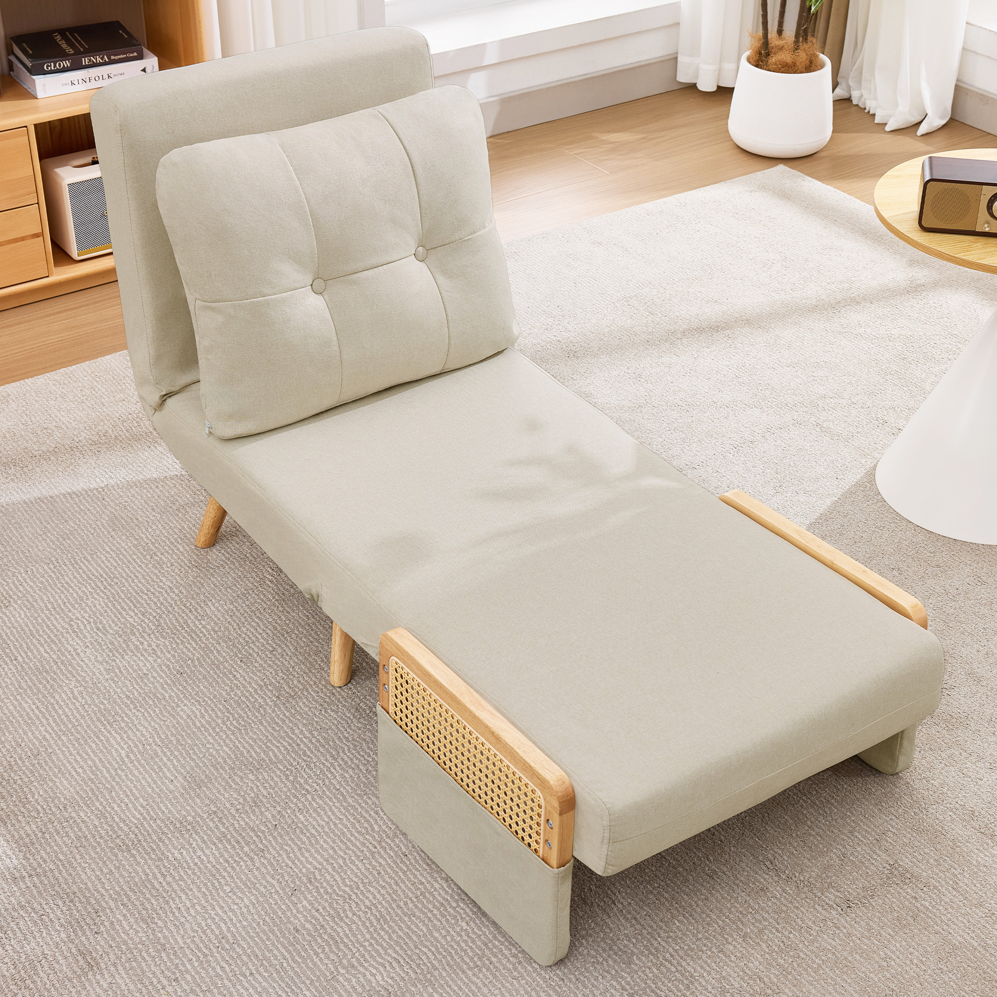 Fauteuil relax compact beige vue 3