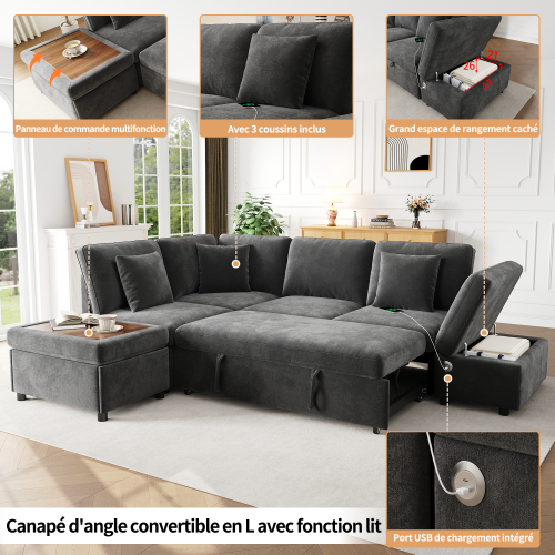 Pouf réversible avec rangement
