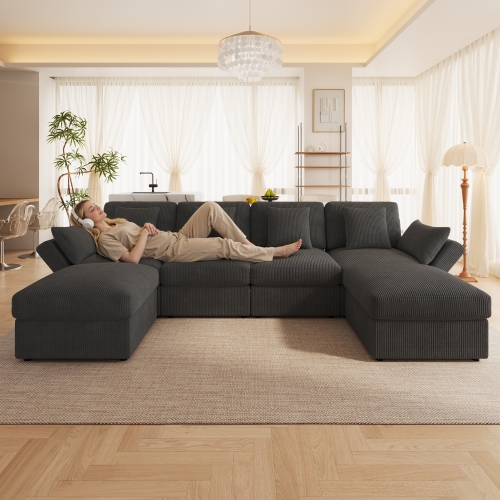 Canapé modulable avec 2 poufs