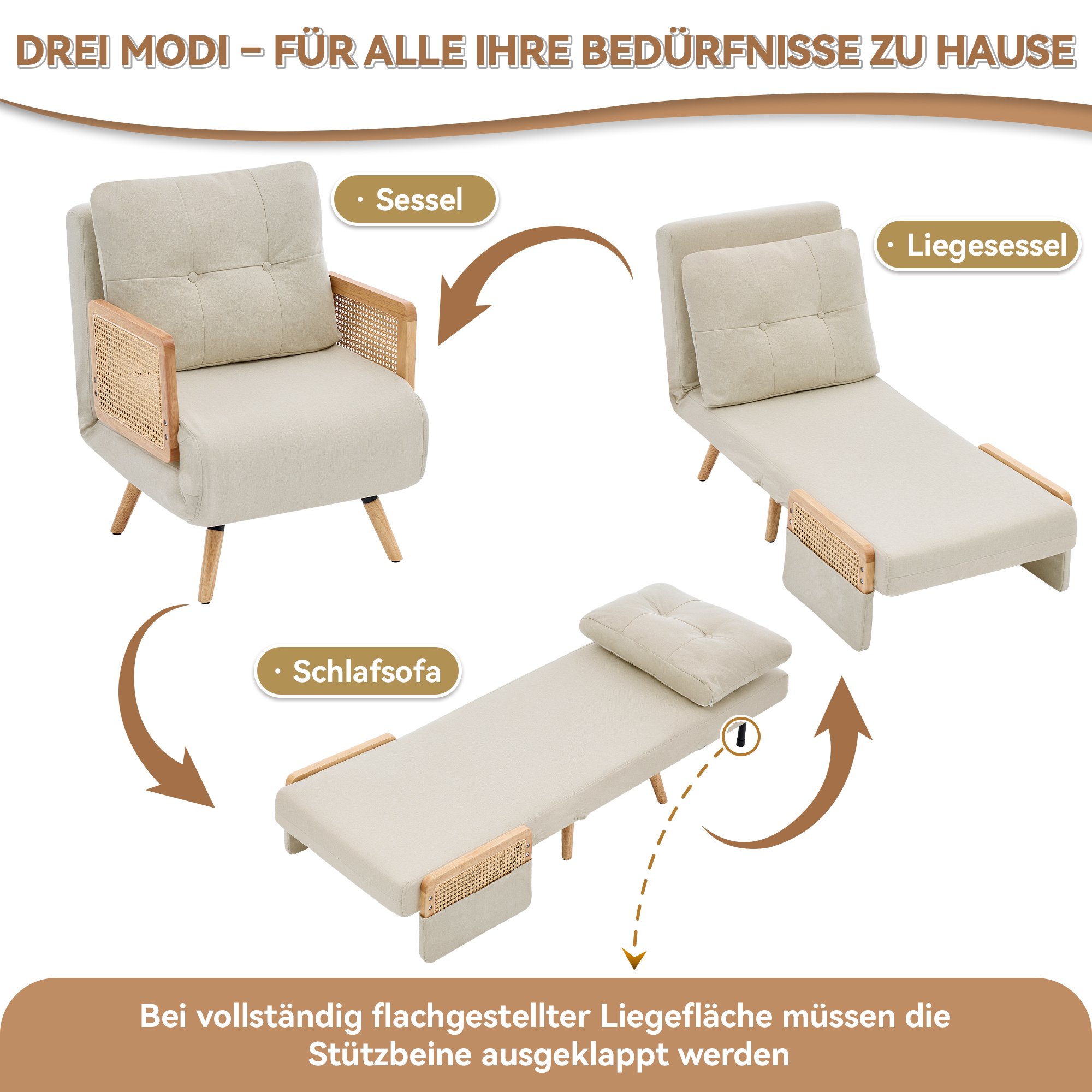 Fauteuil relax compact beige vue 6