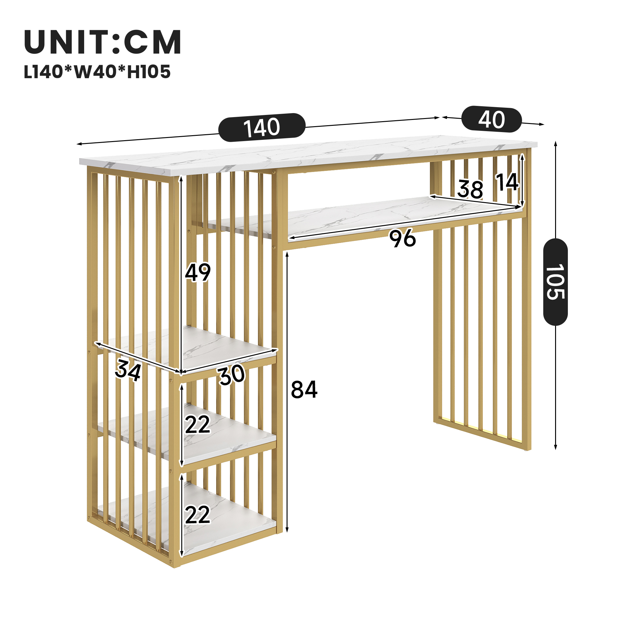 Dimensions du table haute