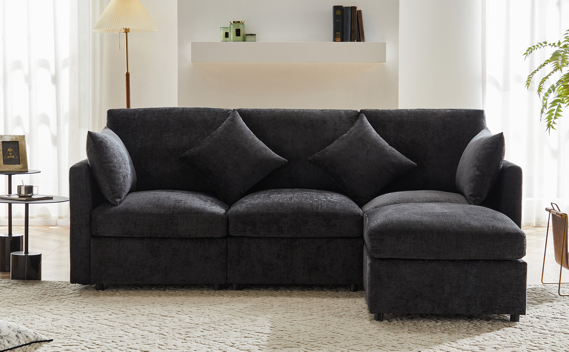 Sofa chenille modulaire