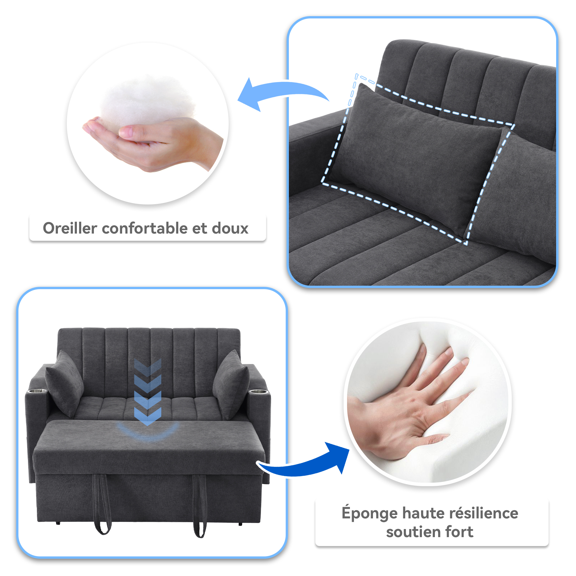 Coussin confortable canapé convertible