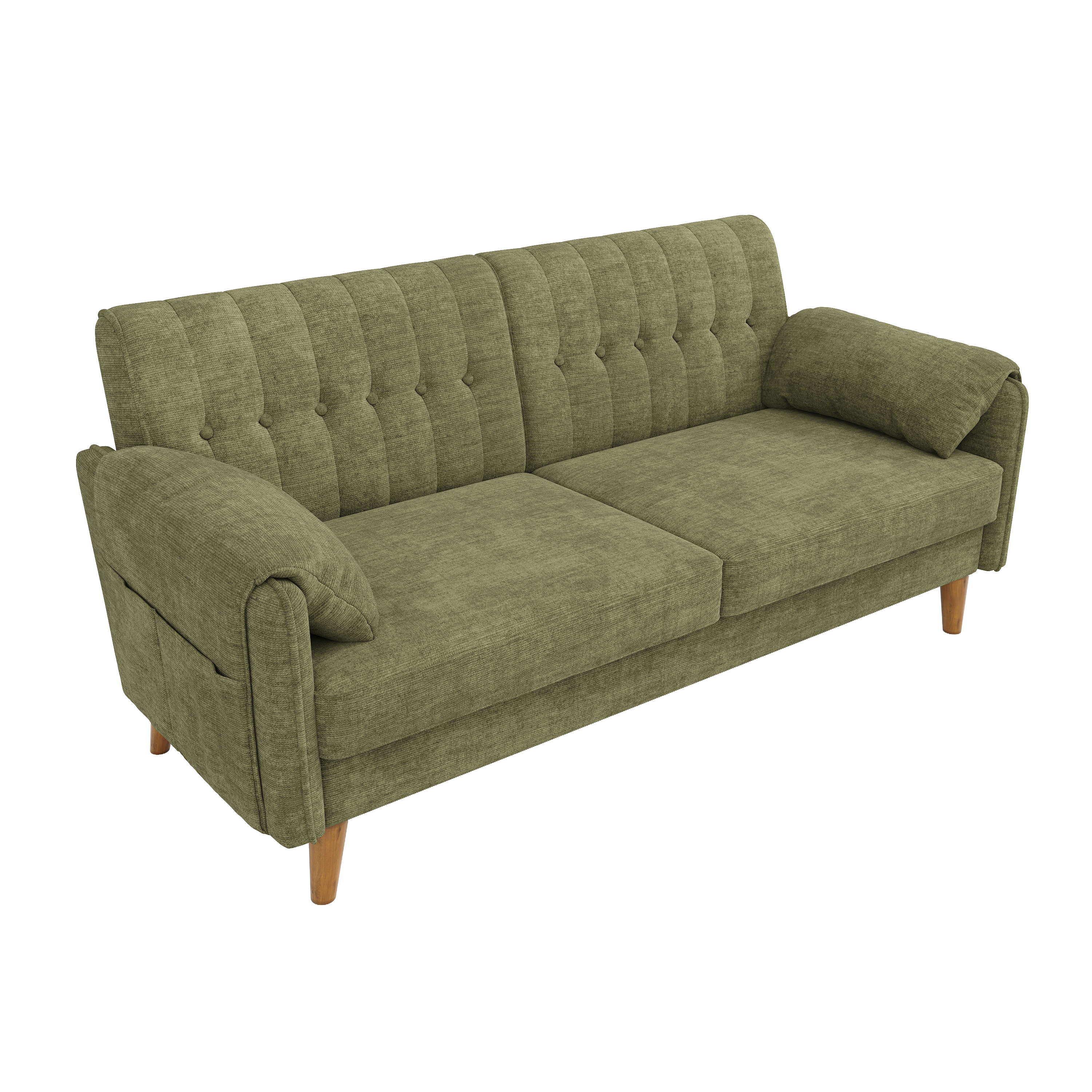 Canapé 2 places 161,5 x 79 x 83,5 cm, avec coffre de rangement, modulable, en chenille, Vert - détails