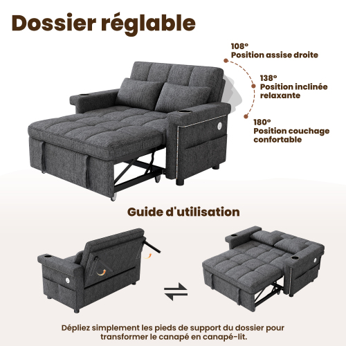 Dossier réglable 3 positions