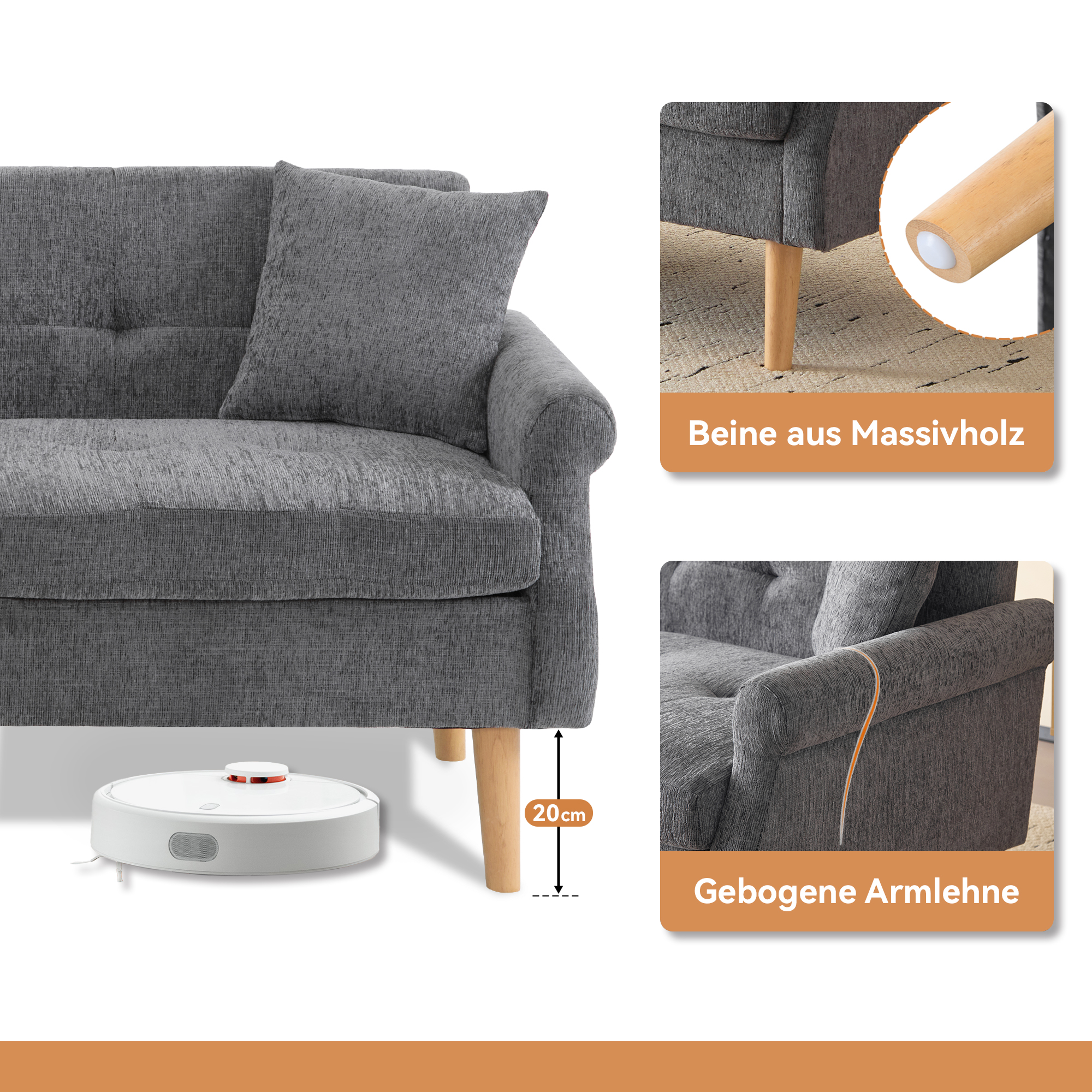 Canapé convertible gris vue 6