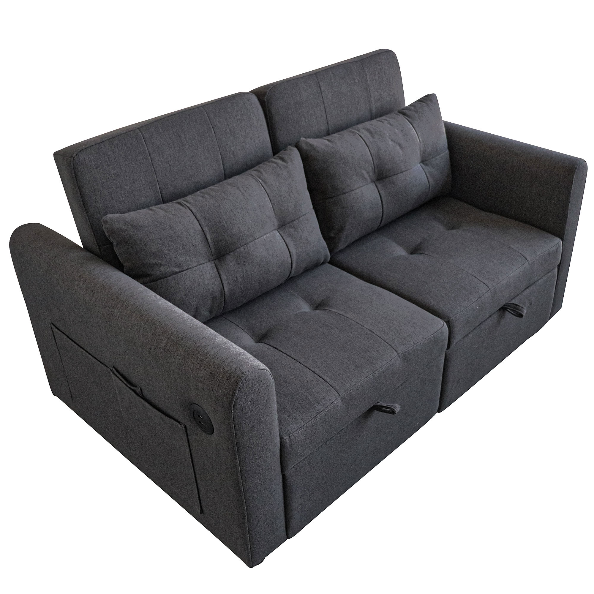 Confort canapé convertible coton lin gris