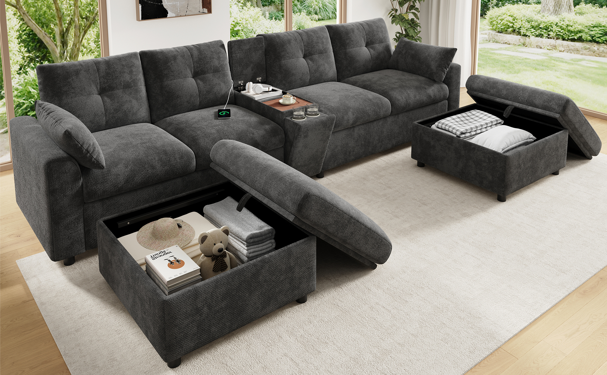 Modulare Ecksofa Wohnlandschaft 6-Sitzer U-/L-Form