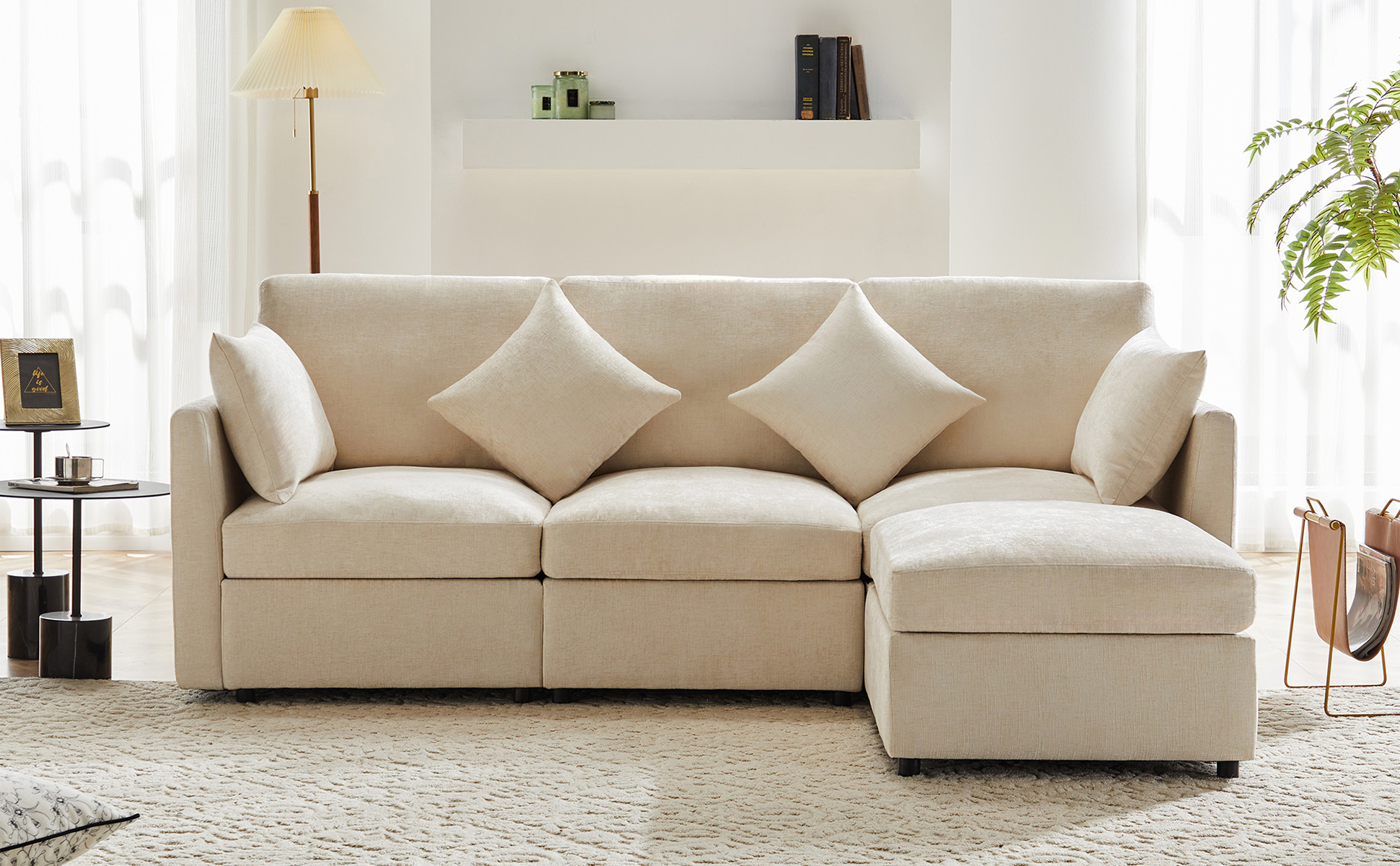 Sofa chenille modulaire