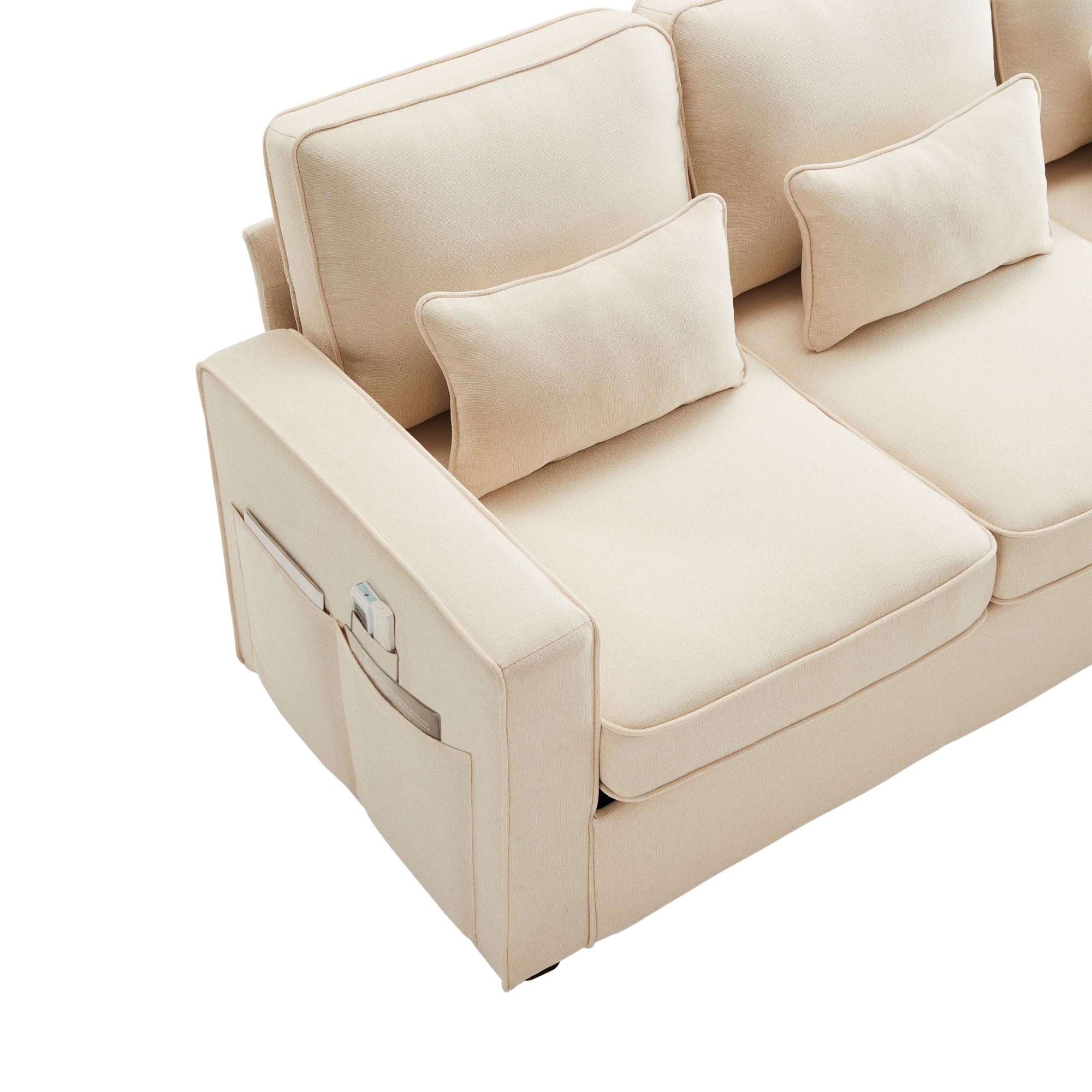 Canapé 4-5 places en tissu aspect lin, absorbant l'humidité, respirant, résistant, dossiers hauts avec grands coussins, pour salon, pour famille et amis, atmosphère chaleureuse et intime, usage quotidien durable - image 14