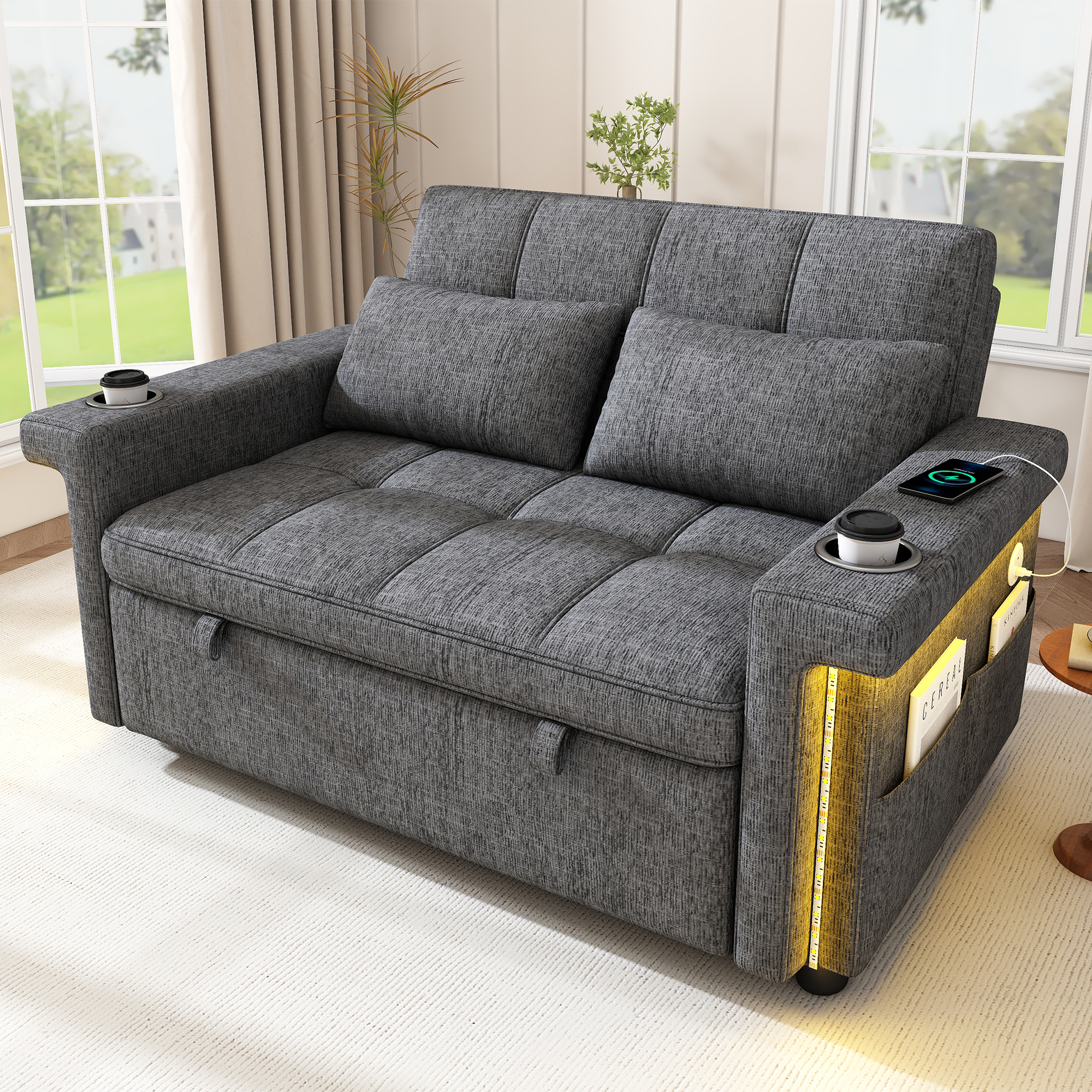 Canapé convertible gris