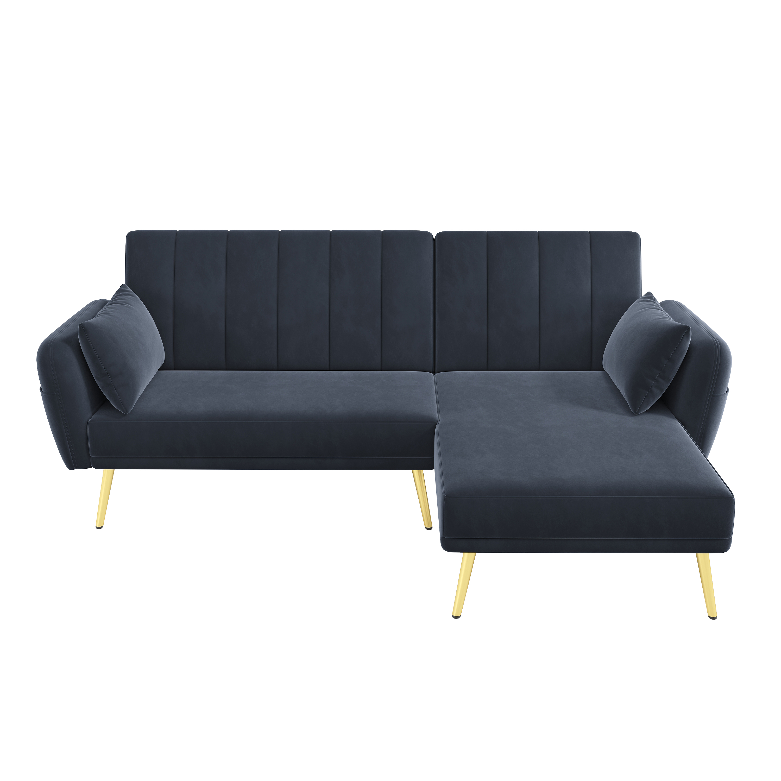Canapé d'angle L convertible noir velours