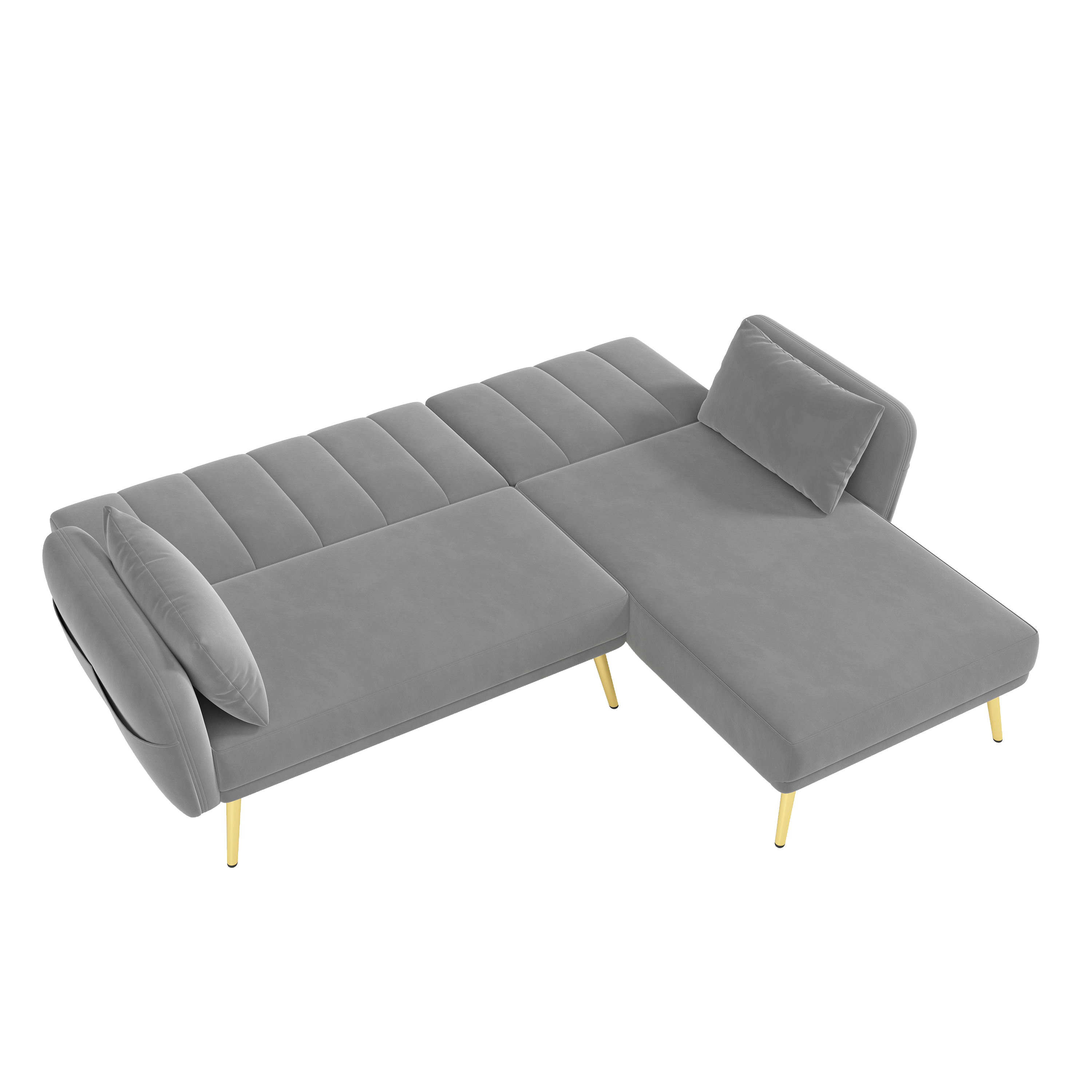 Canapé d'angle L convertible gris velours