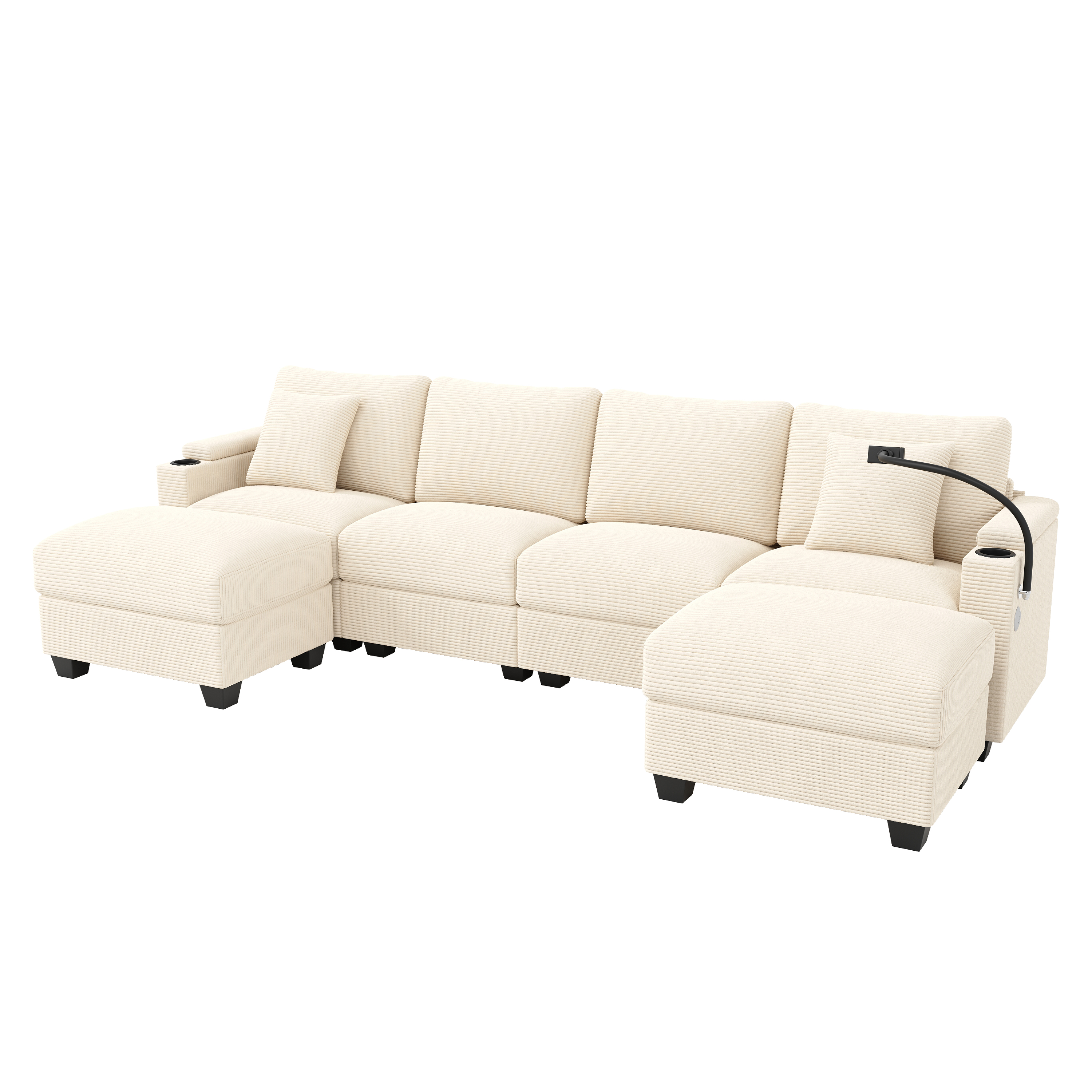 Confort canapé velours côtelé beige