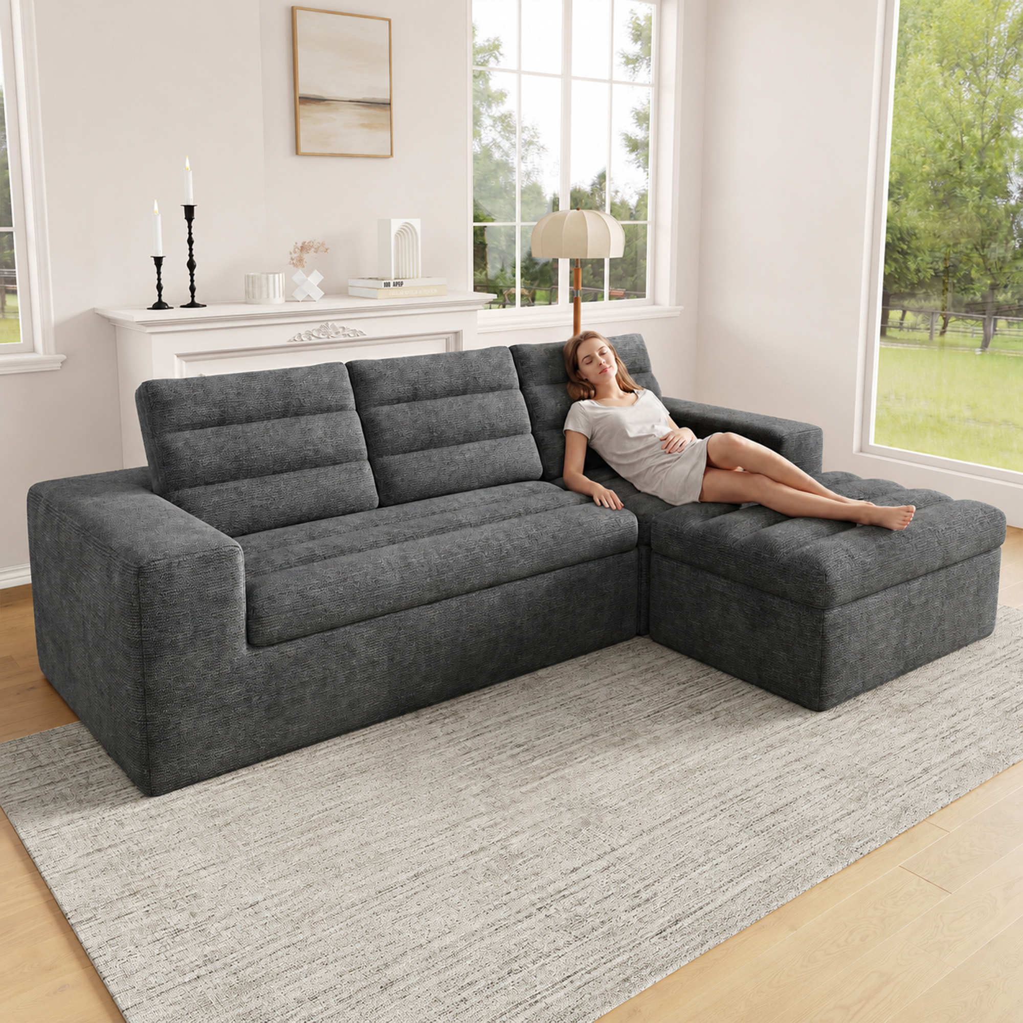 Modulares L-förmiges Ecksofa,rahmenloses Design,Wo