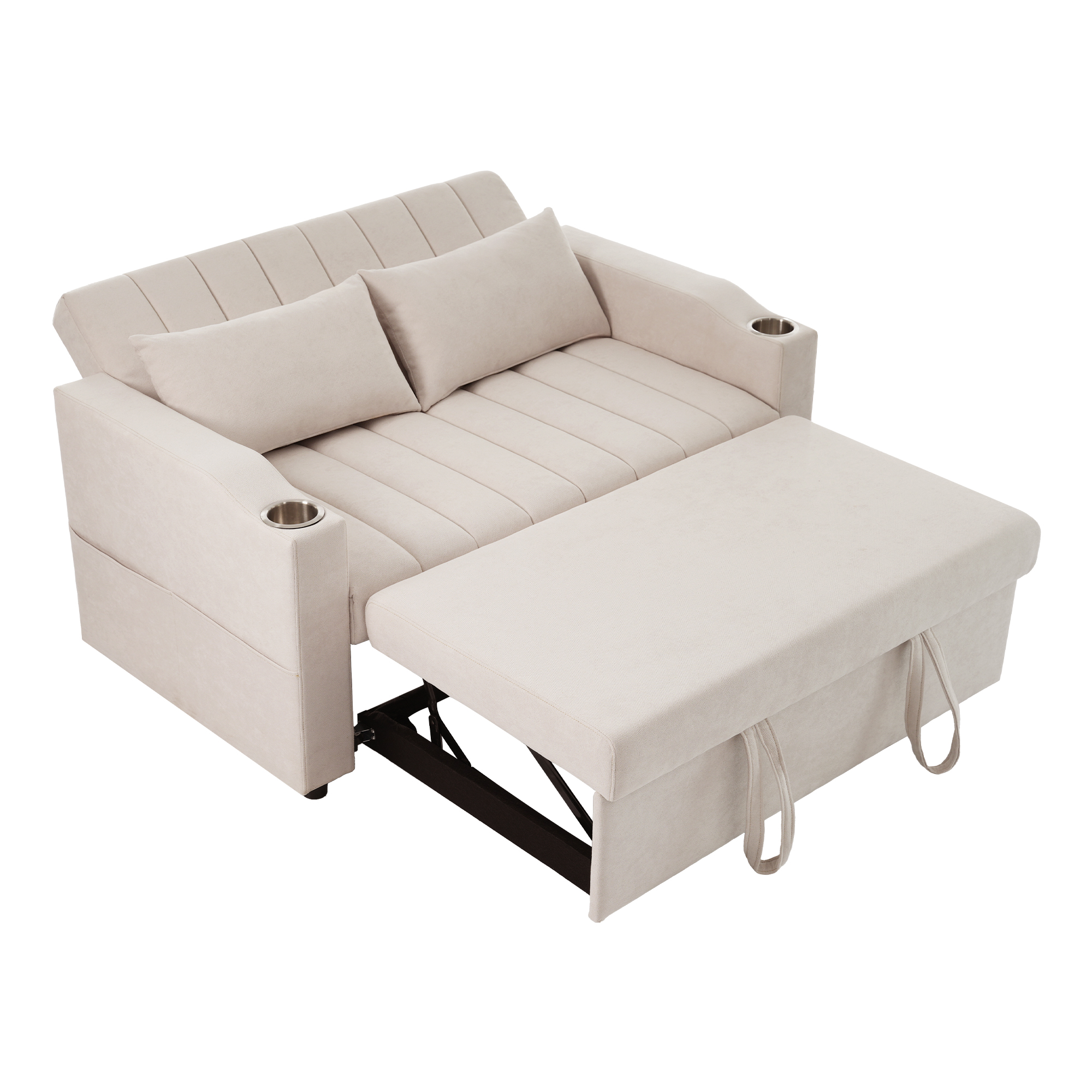 Confort canapé convertible coton lin beige