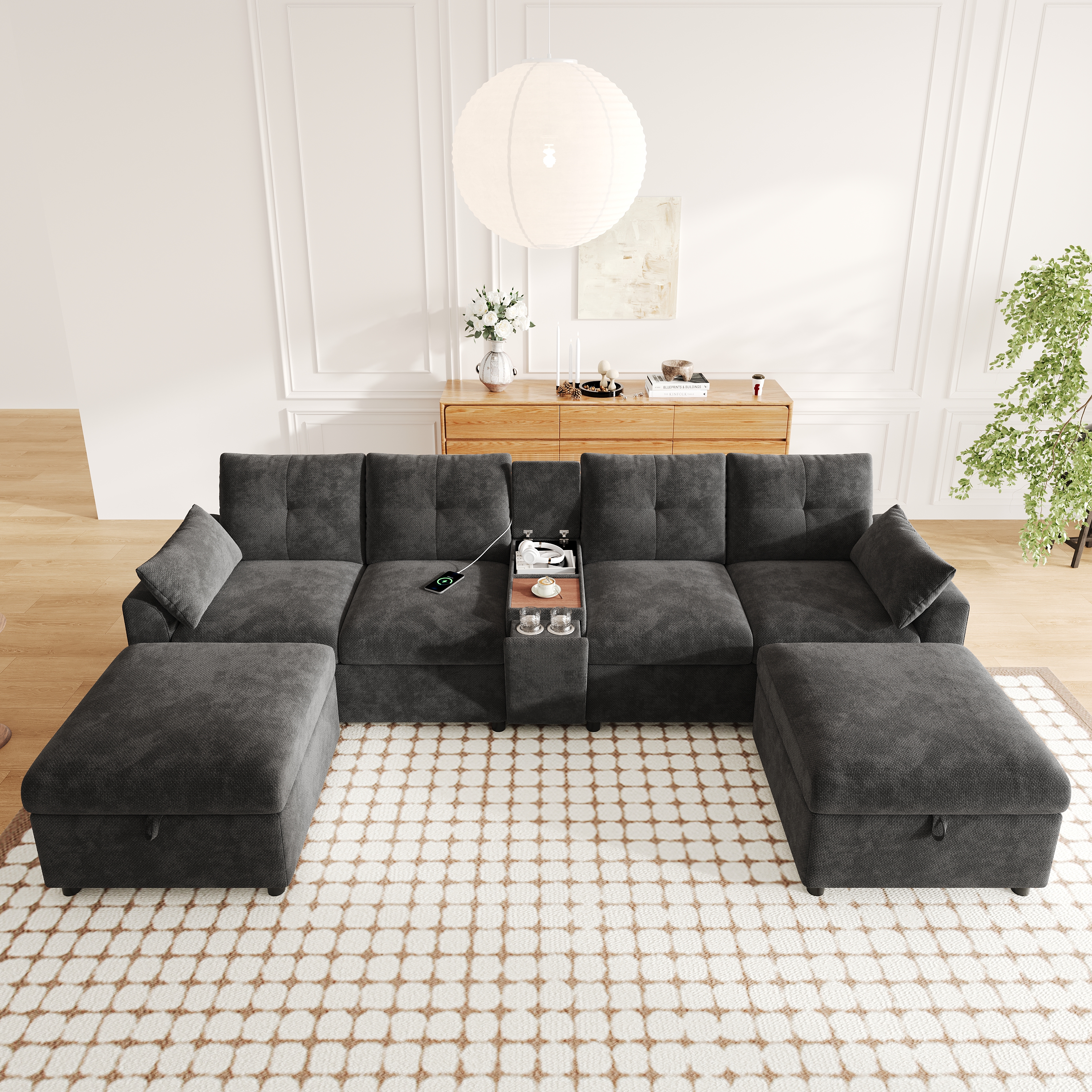 Modulare Ecksofa Wohnlandschaft 6-Sitzer U-/L-Form