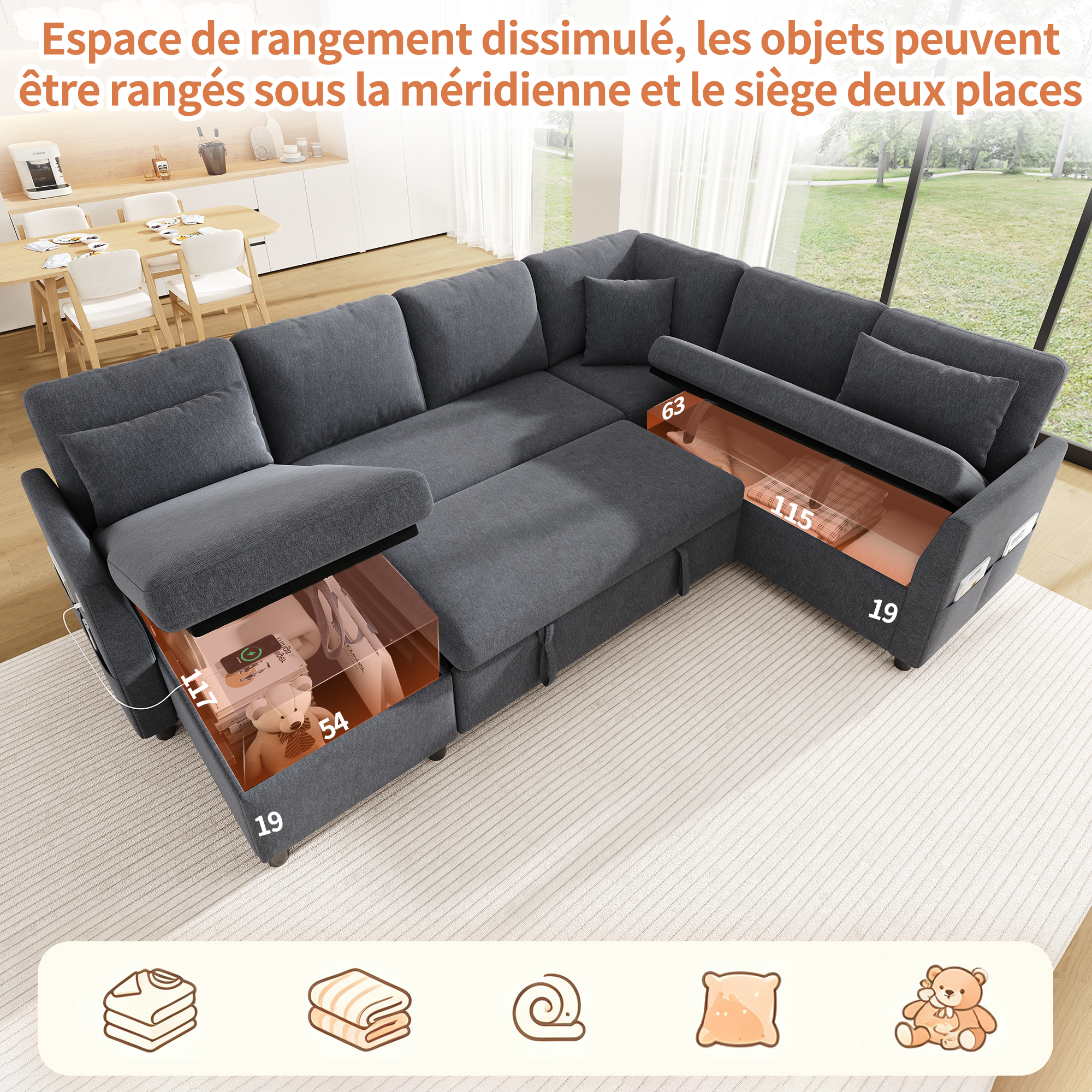 Caractéristiques du canapé panoramique convertible