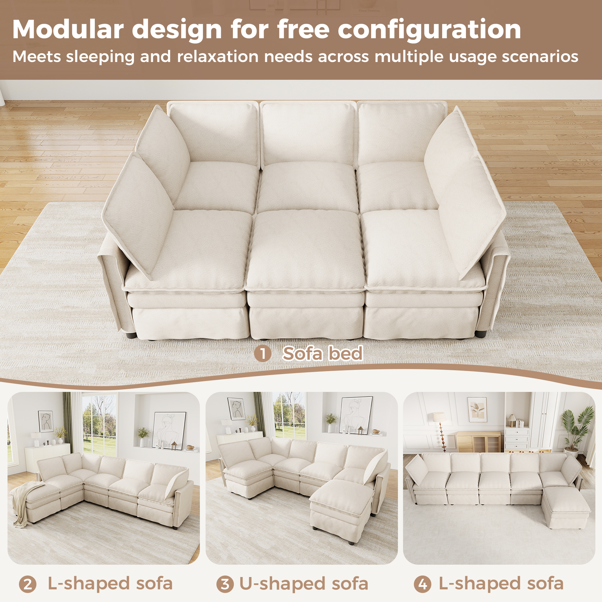 Canapé modulable XXL beige
