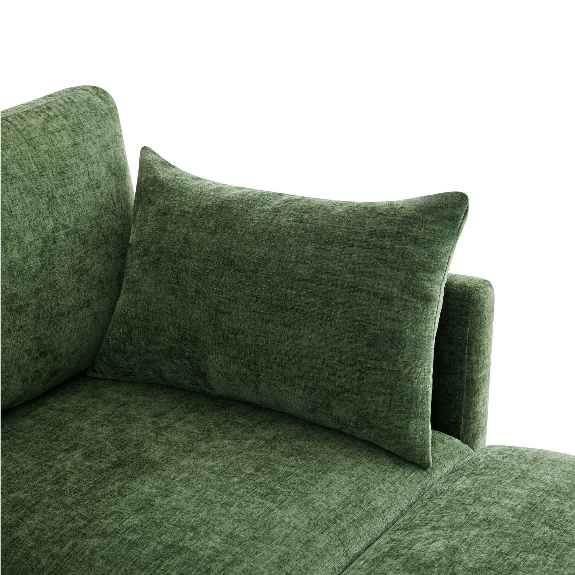 Canapé d'angle L modulable vert chenille