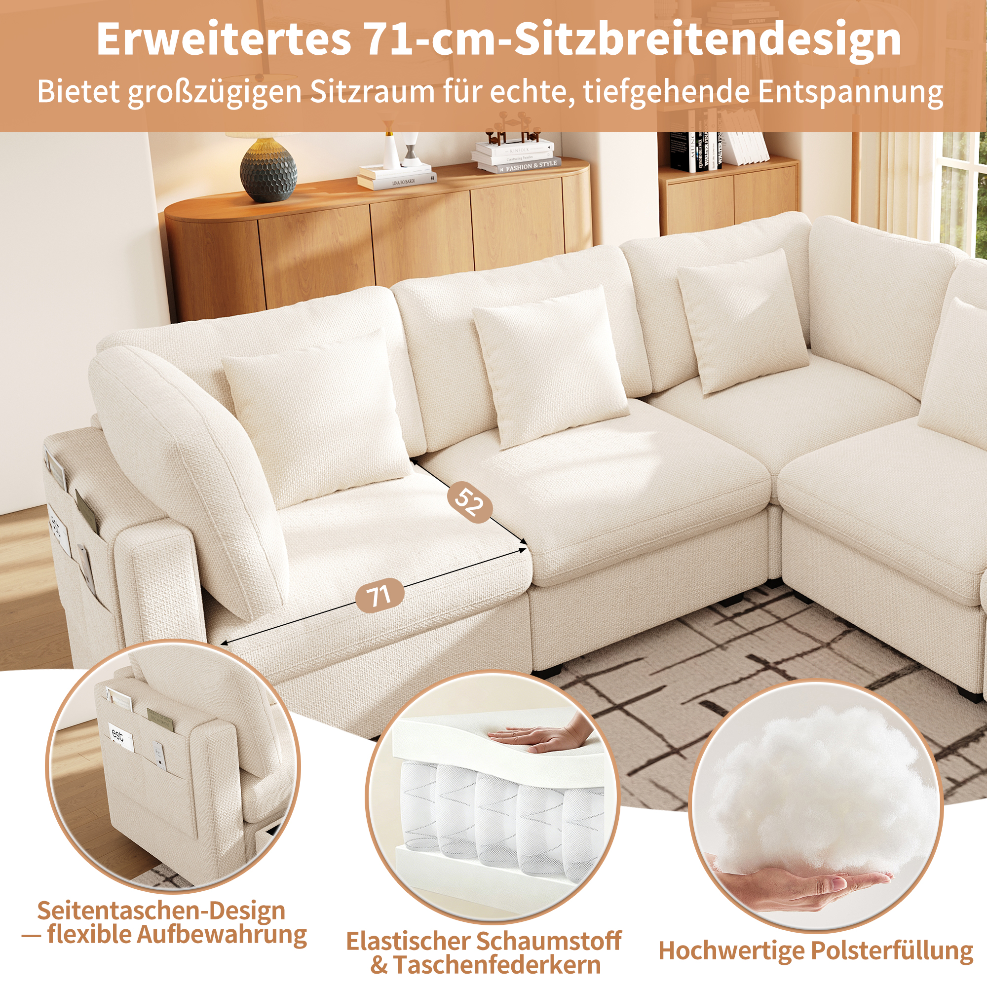 Vue complémentaire 3 du canapé beige
