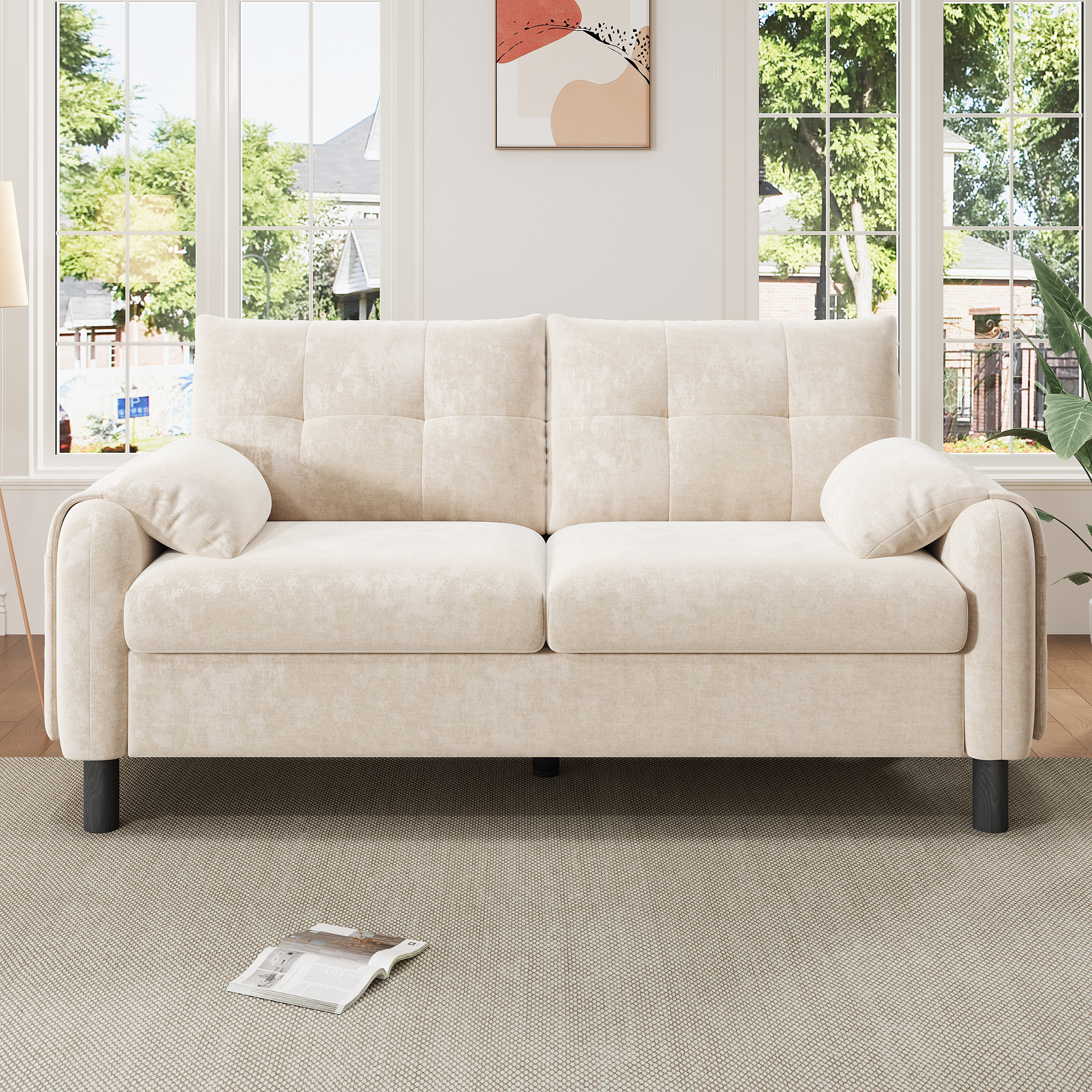 Canapé beige 158x80 vue 2
