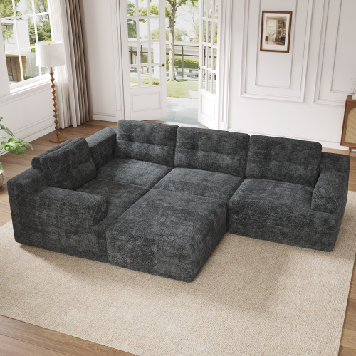Dossier haut et pouf du canapé modulable tout mousse