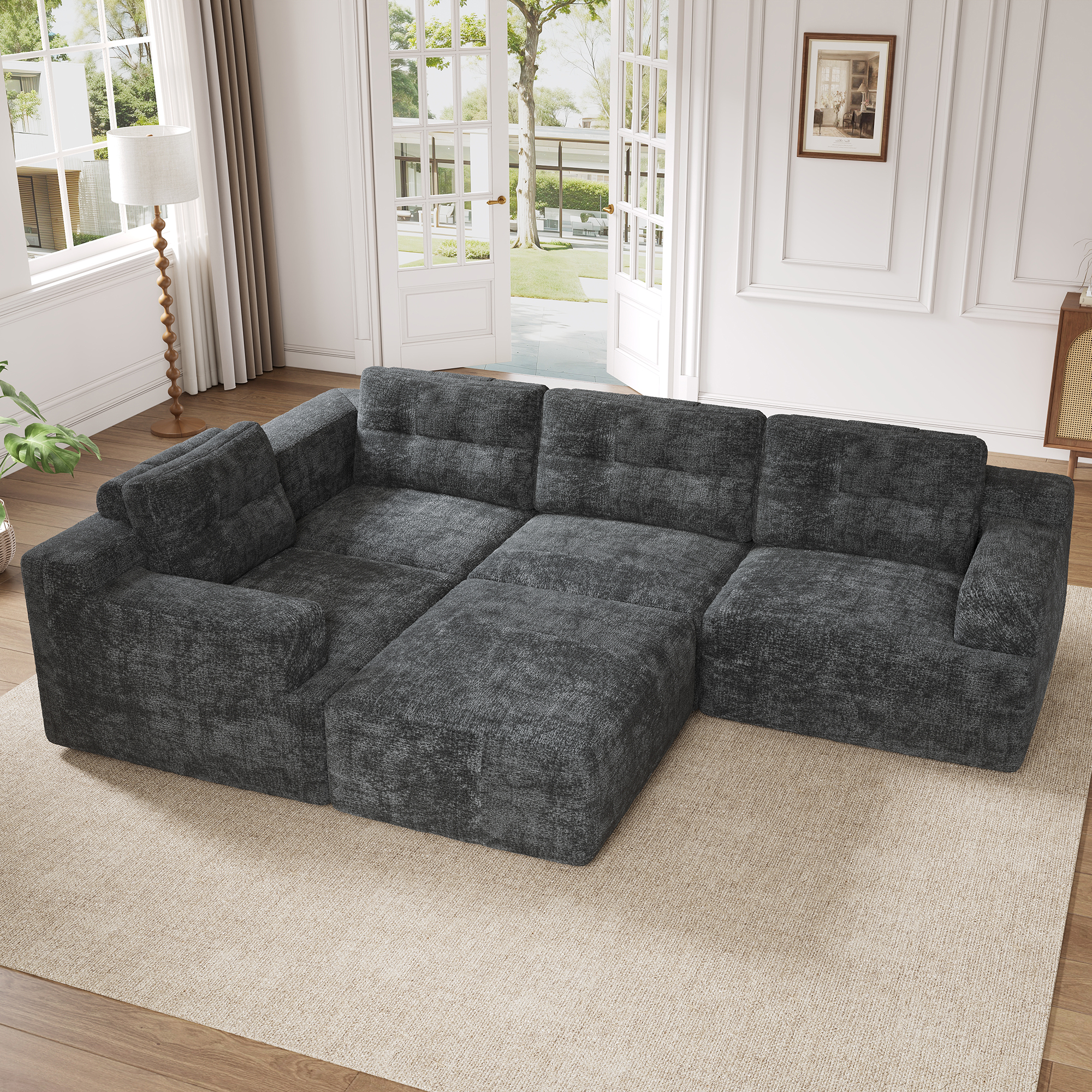 Modulares Kombinationssofa, flexibel als L‑Form/U‑