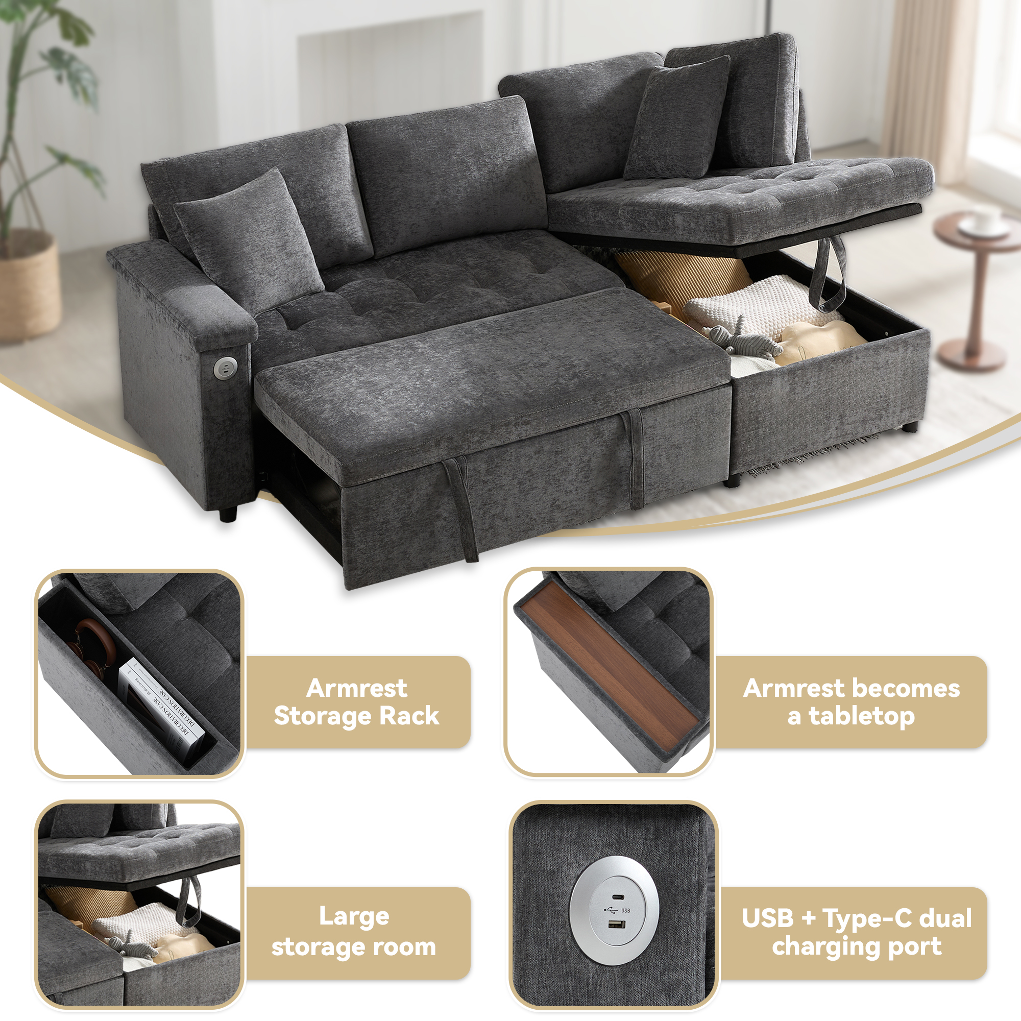 Accoudoir avec rangement USB
