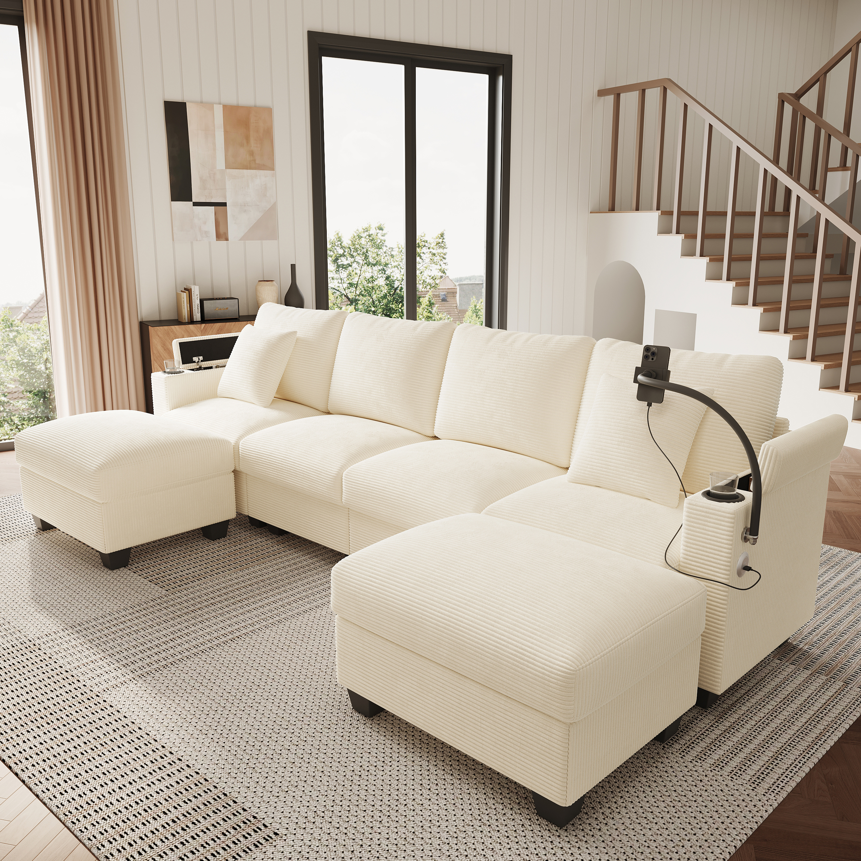 Wohnlandschaft U-Form mit Schlaffunktion, Modulare