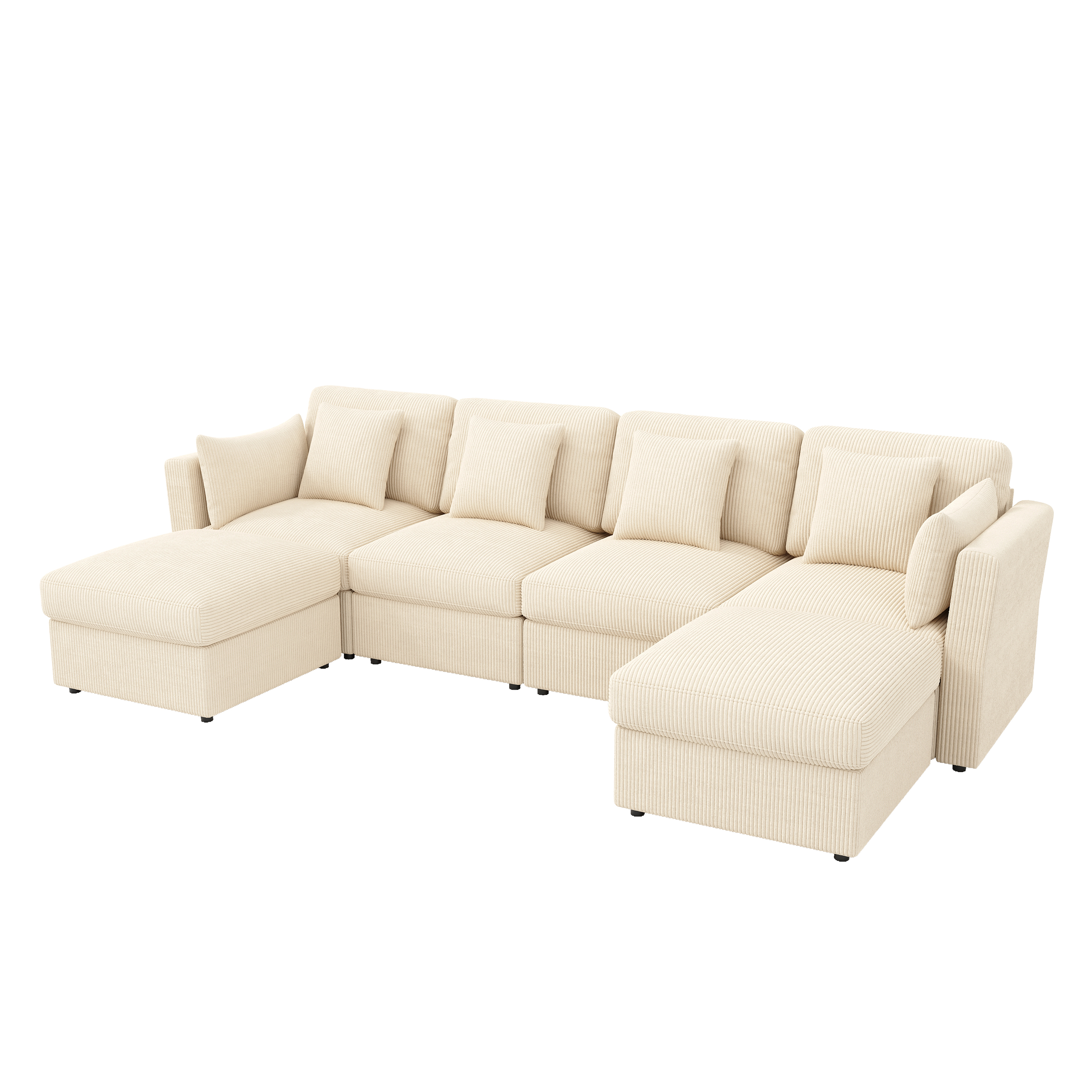 Design canapé U beige moderne spacieux
