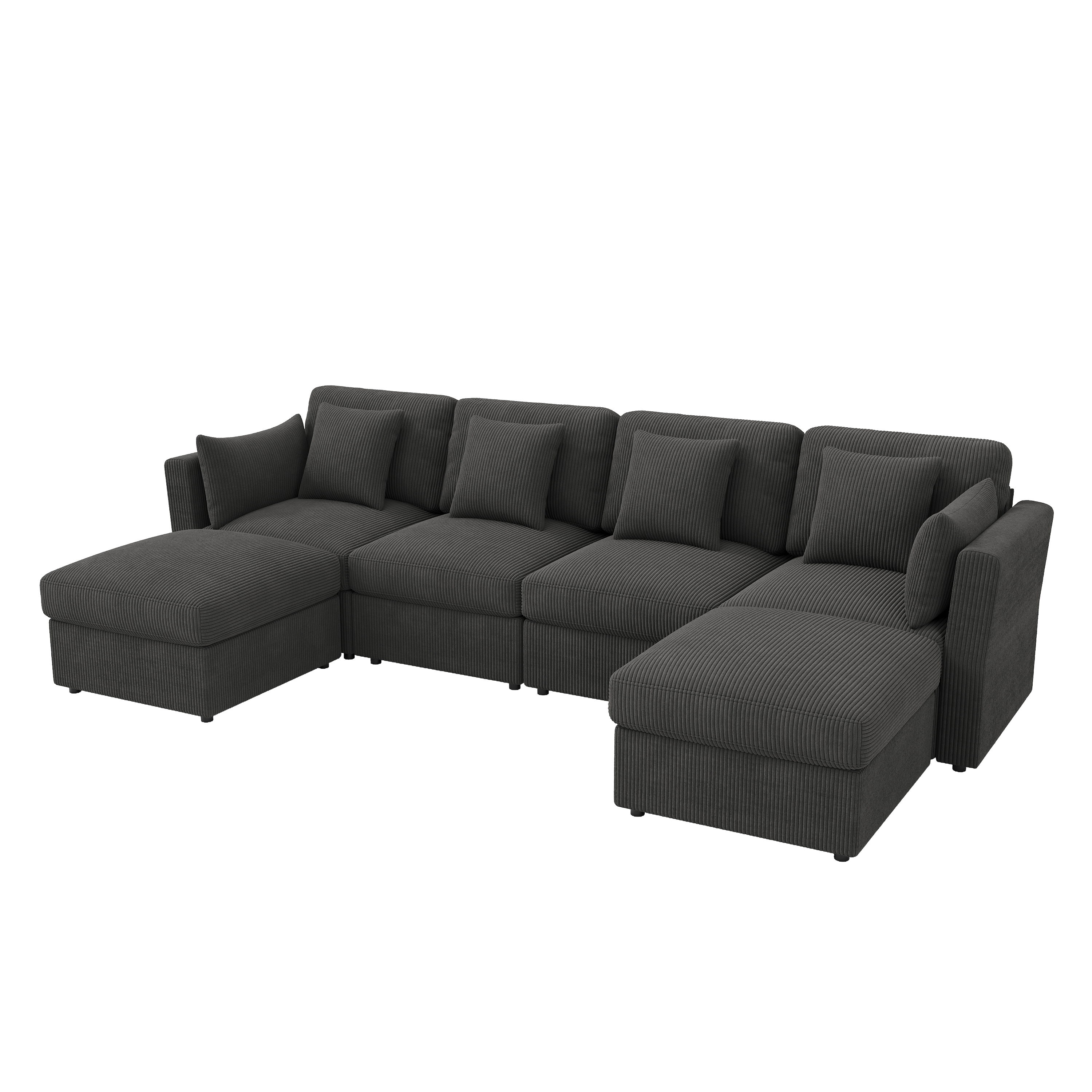 Design canapé U gris moderne spacieux
