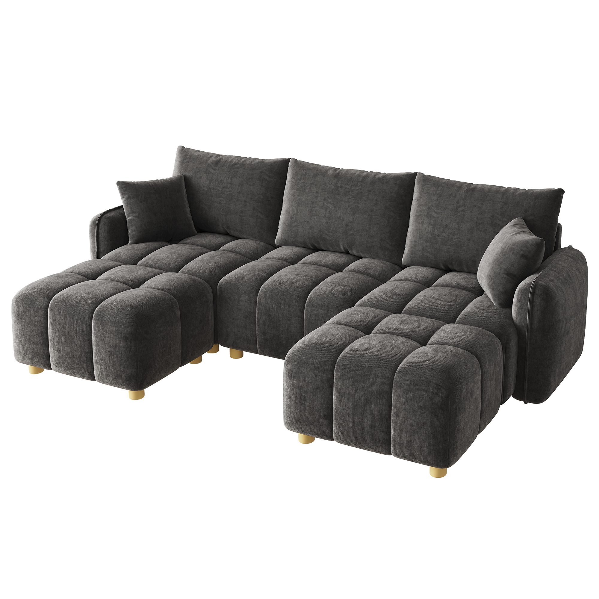 Canapé d’angle 5 places 219 x 136 x 84 cm en chenille gris 🏠 - spécifications 1