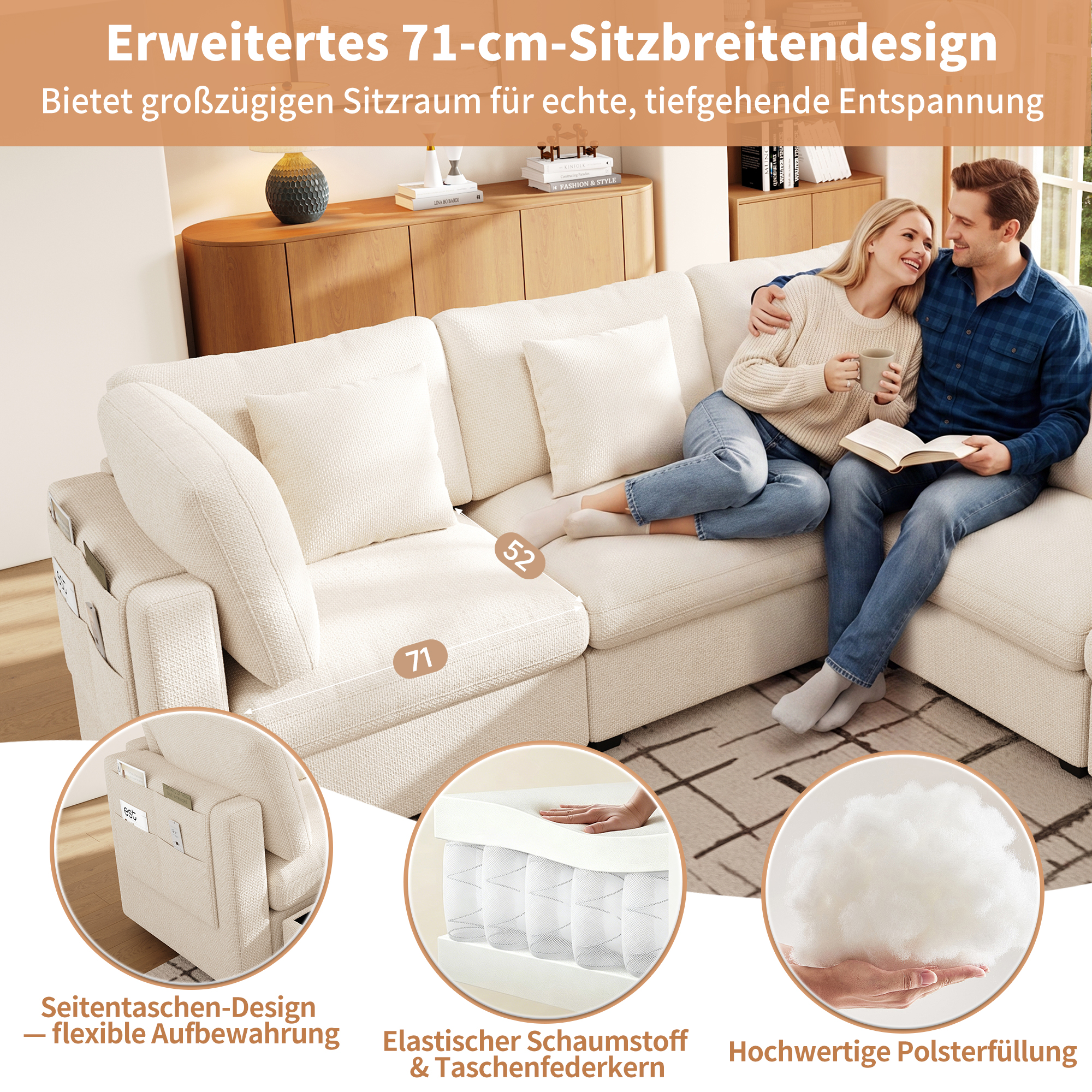 Vue complémentaire 2 du canapé beige