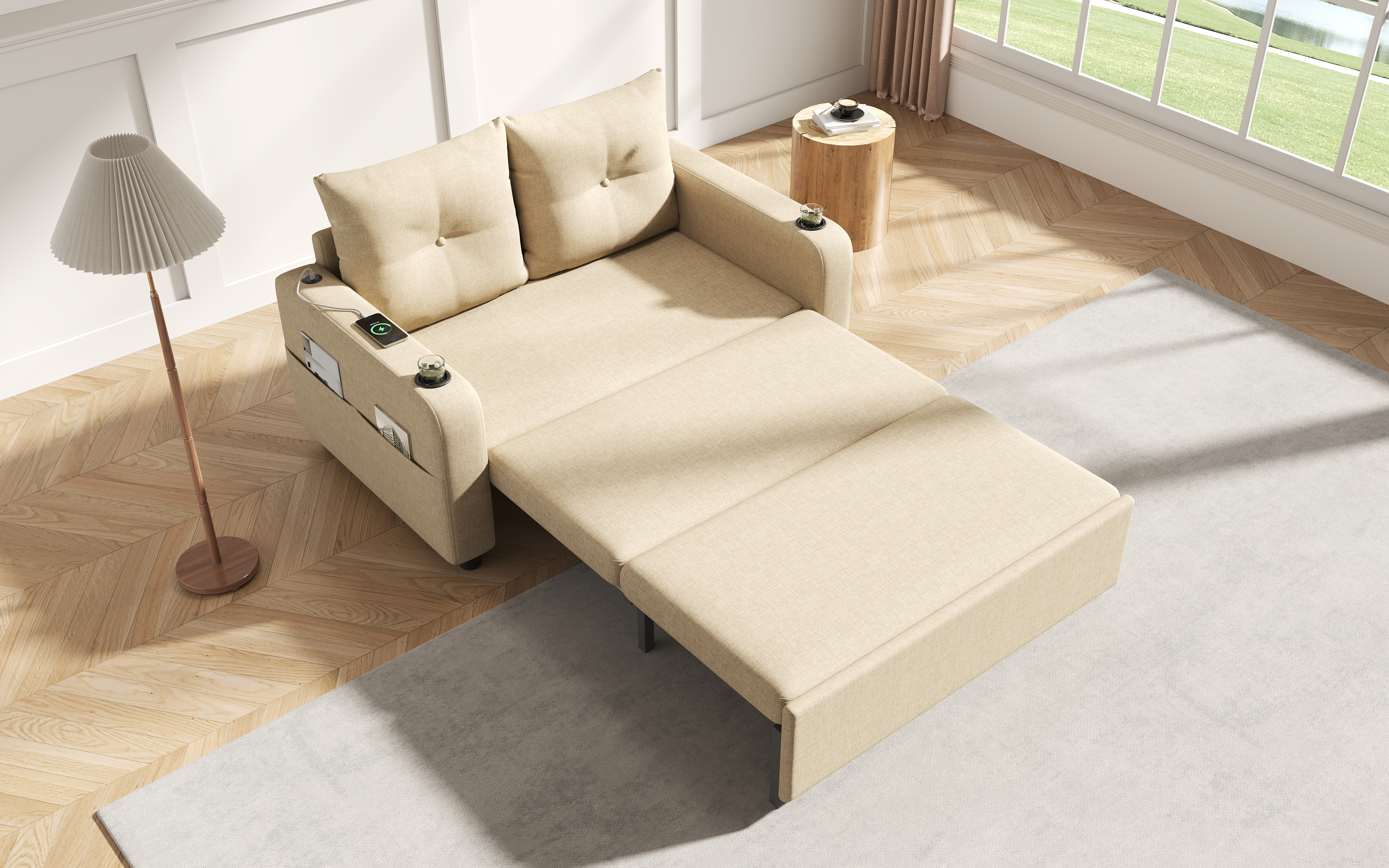 Canapé convertible 3 en 1 avec couchage escamotable