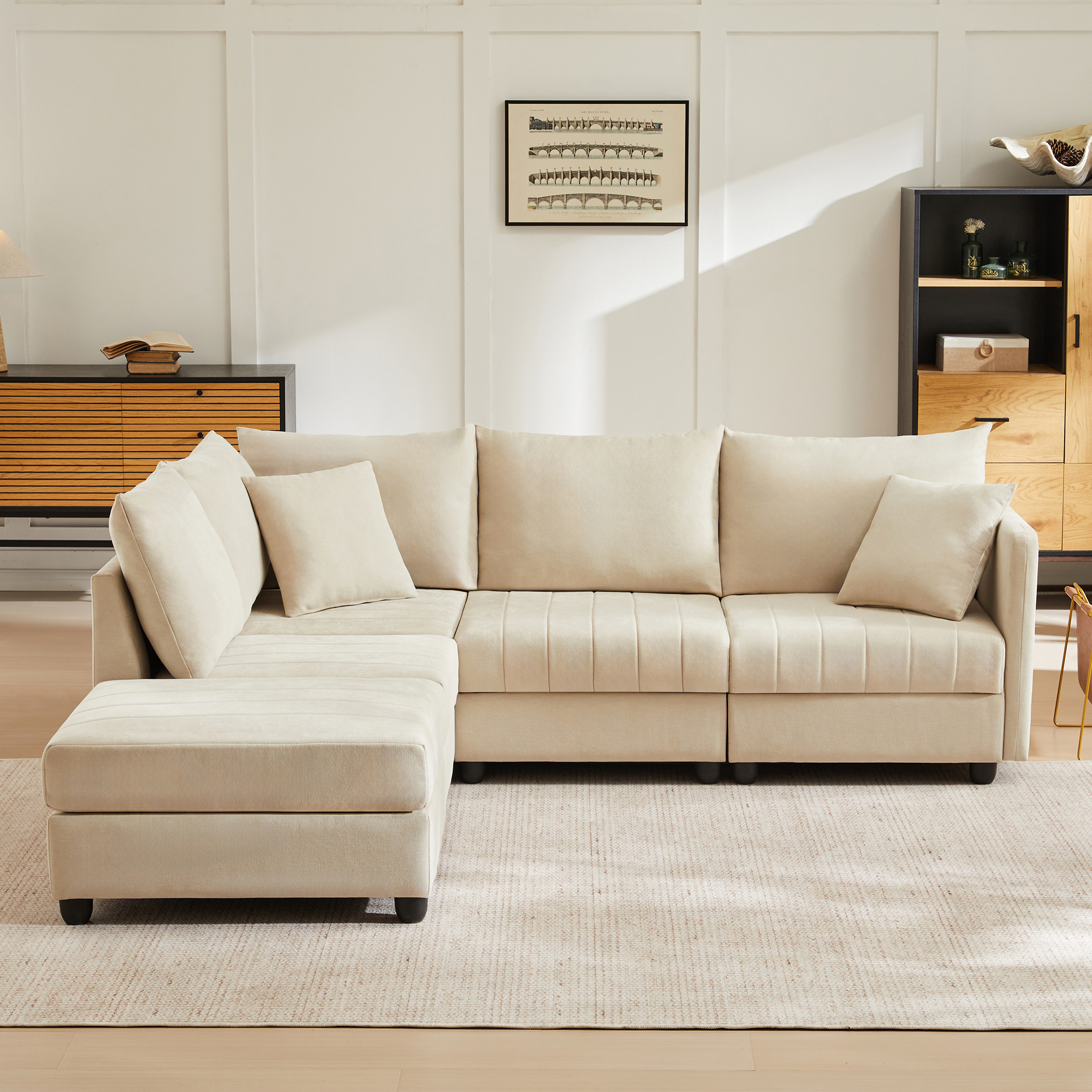 Canapé panoramique beige vue 5