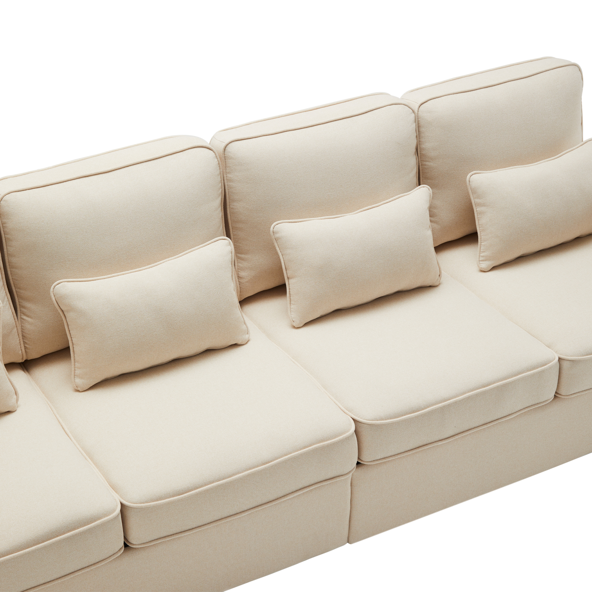 Canapé 4-5 places en tissu aspect lin, absorbant l'humidité, respirant, résistant, dossiers hauts avec grands coussins, pour salon, pour famille et amis, atmosphère chaleureuse et intime, usage quotidien durable - image 10