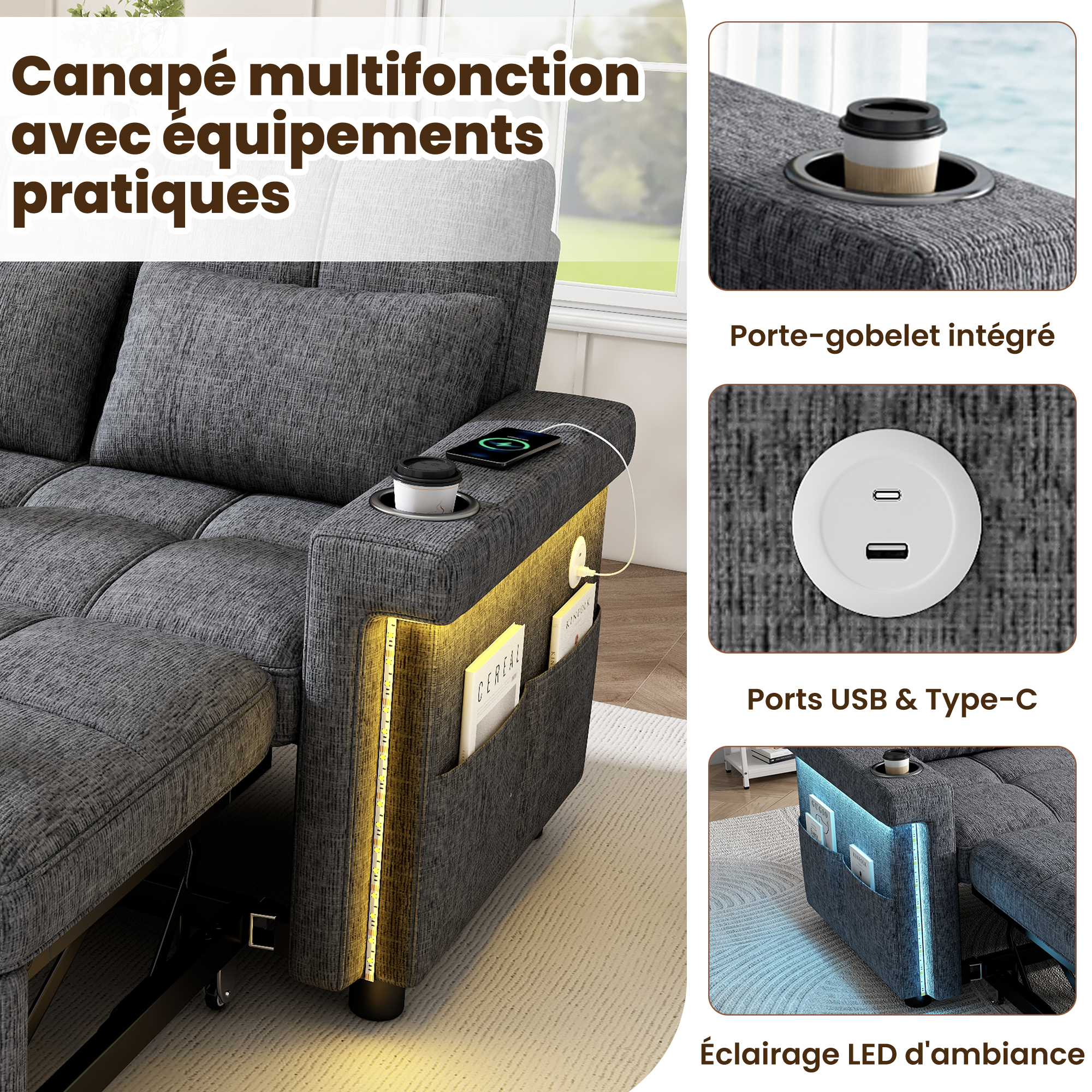 Caractéristiques du canapé convertible