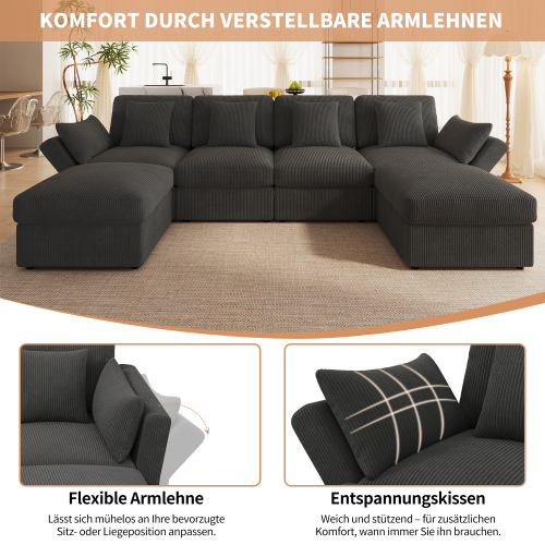 Détails du canapé modulable gris