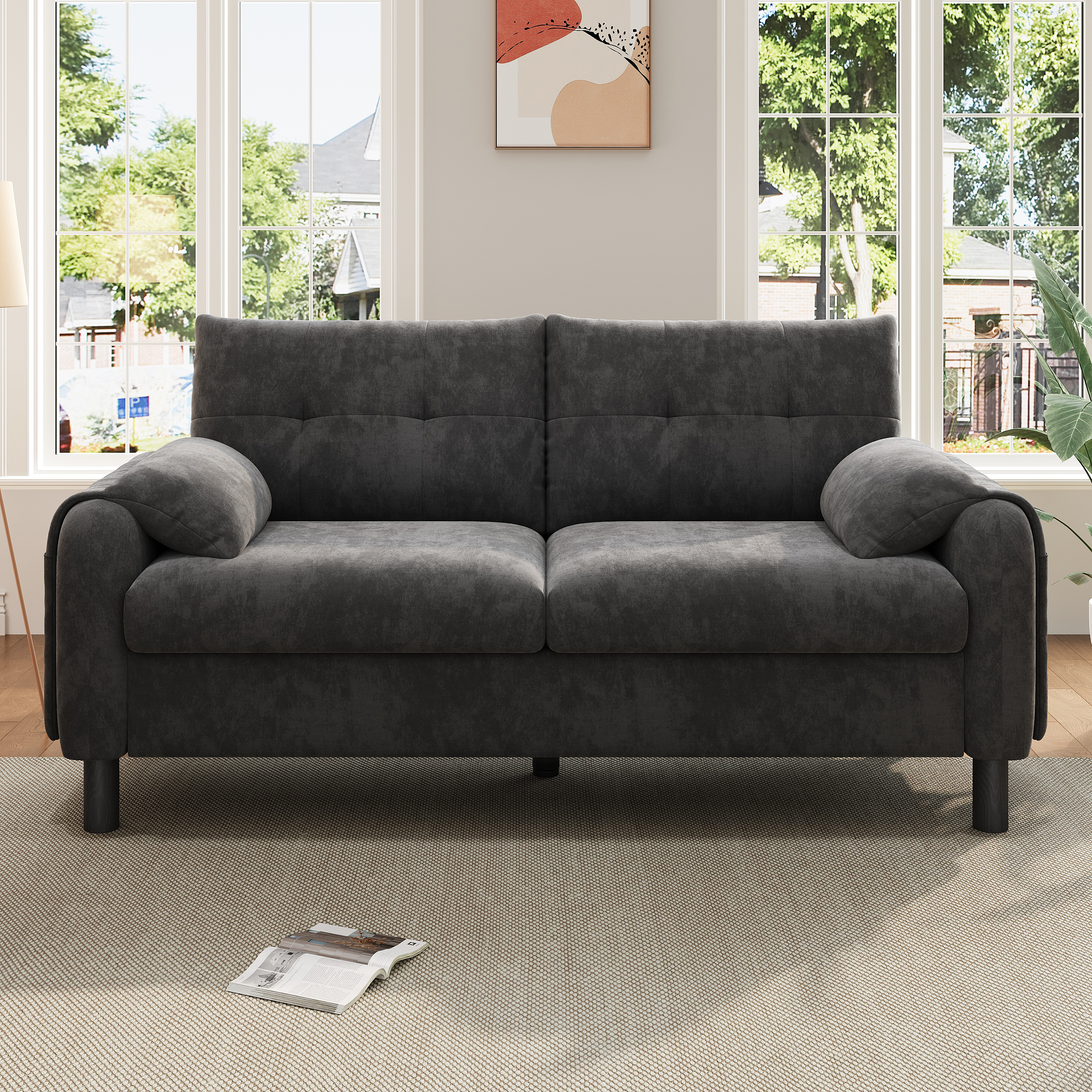 Canapé gris 158x80 vue 2