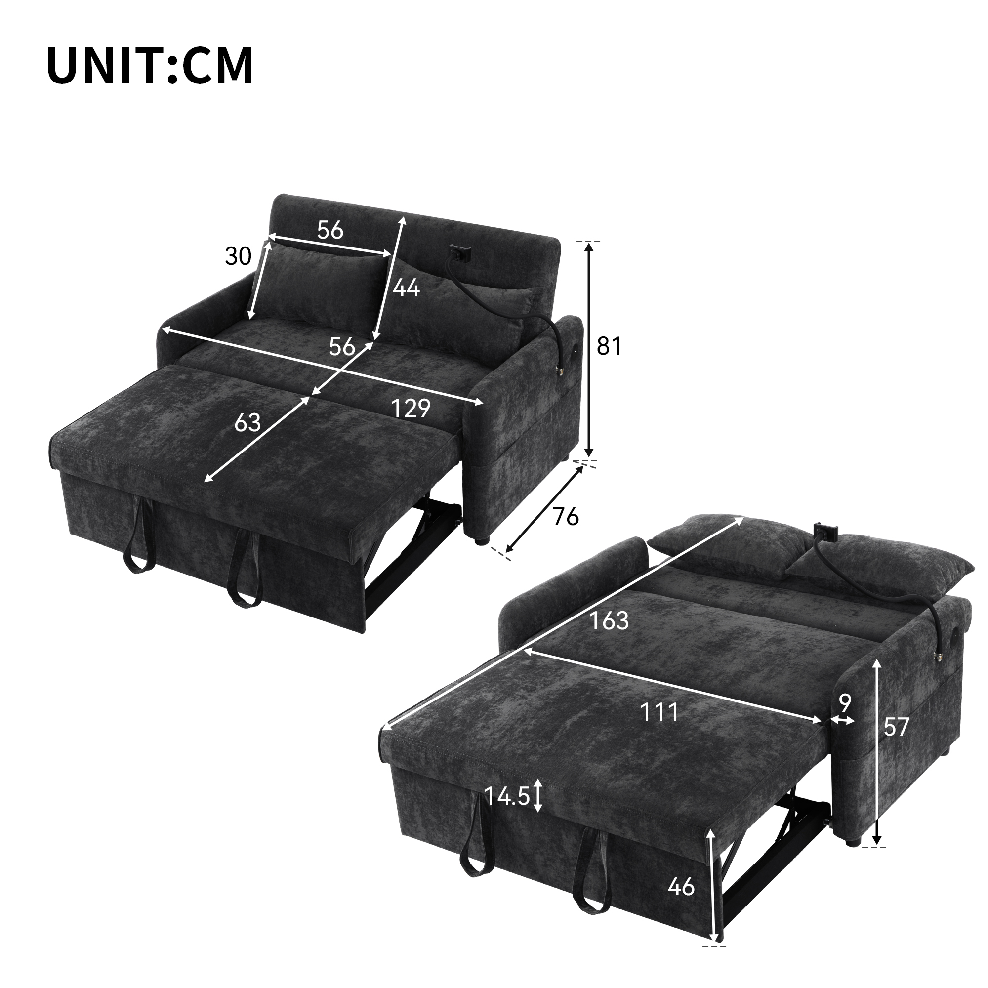 Dimensions du canapé convertible