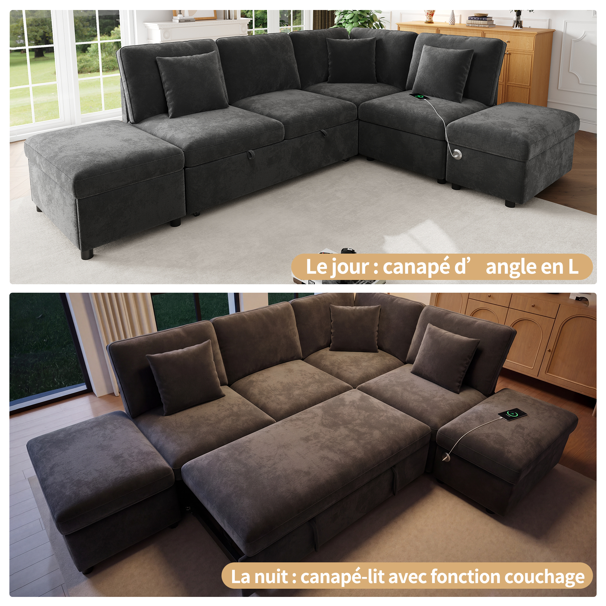 Pouf mobile et convertible