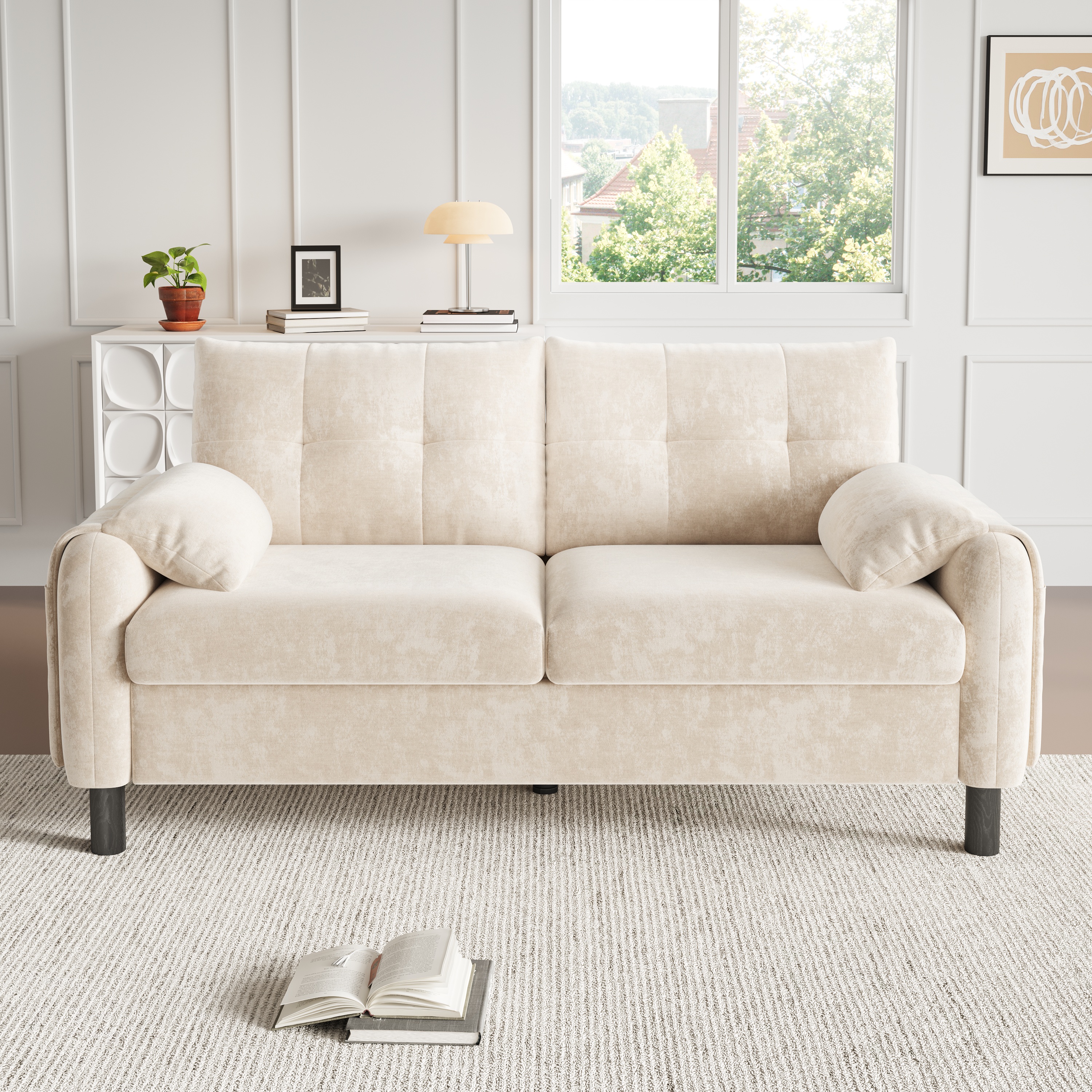 Canapé beige 158x80 vue 3