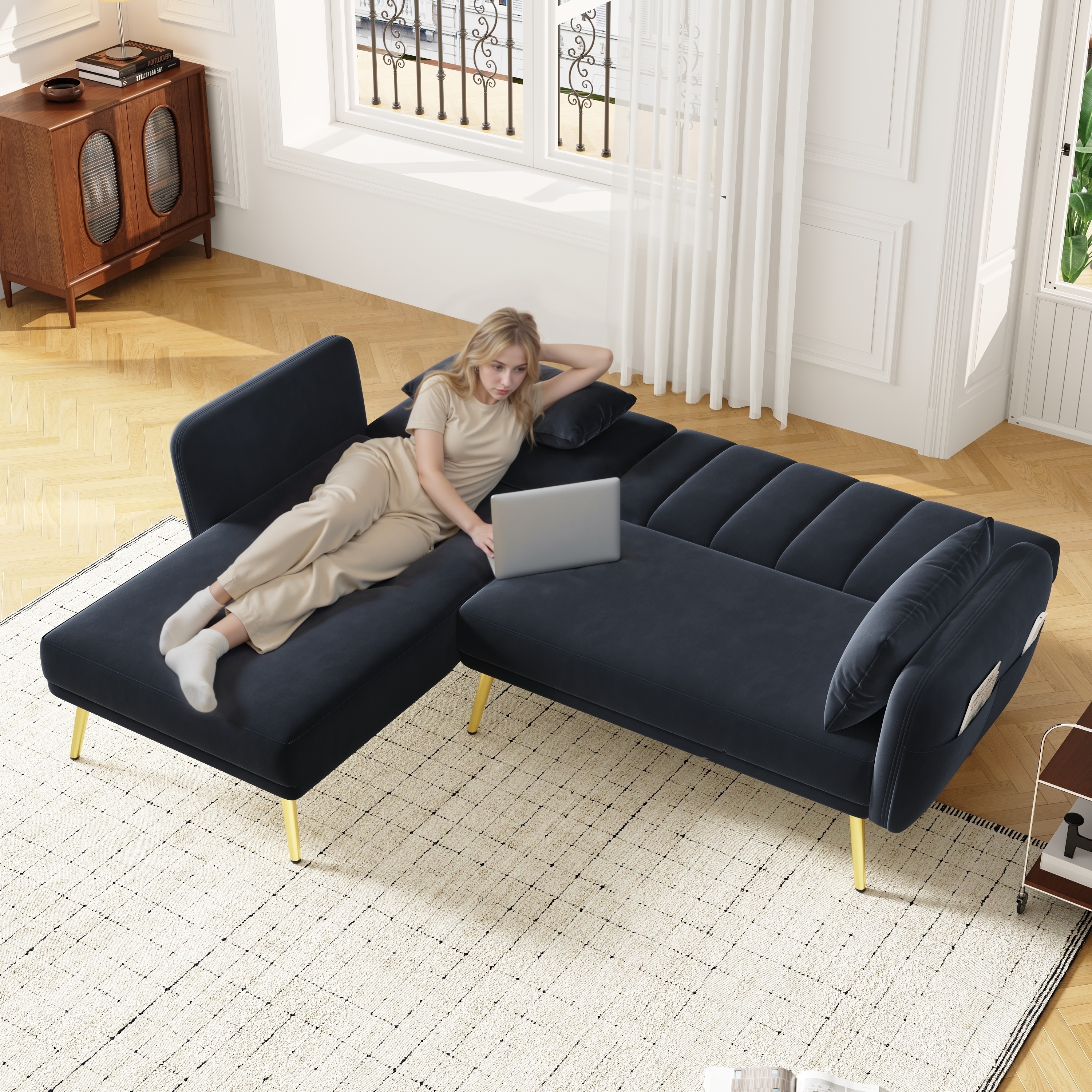 Modernes Klappsofa, L-förmiges Sofa, Schlafsofa mi