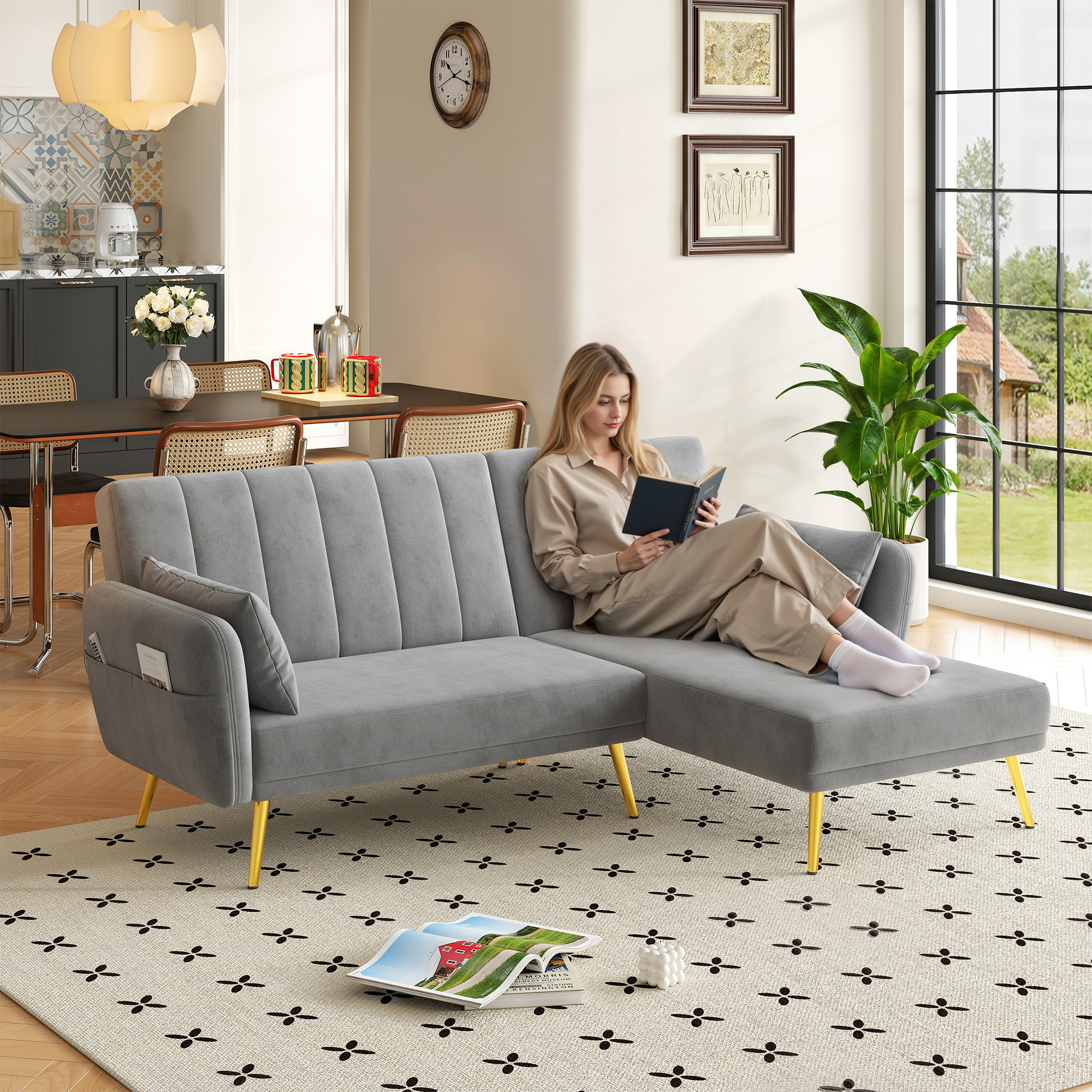 Modernes Klappsofa, L-förmiges Sofa, Schlafsofa mi
