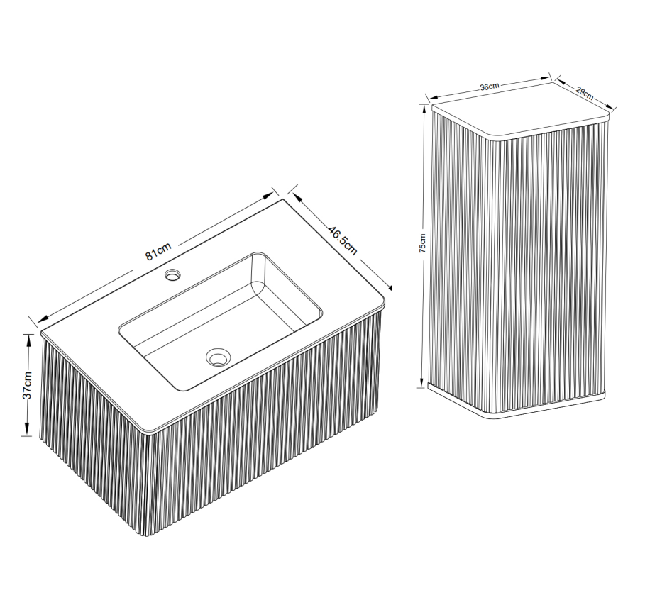 Meuble vasque de salle de bains, contreplaqué et bois, blanc - vue 5