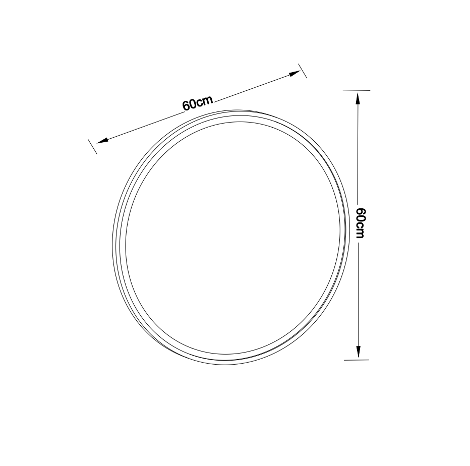 Miroir rond LED Ø60 cm éclairage périphérique tactile